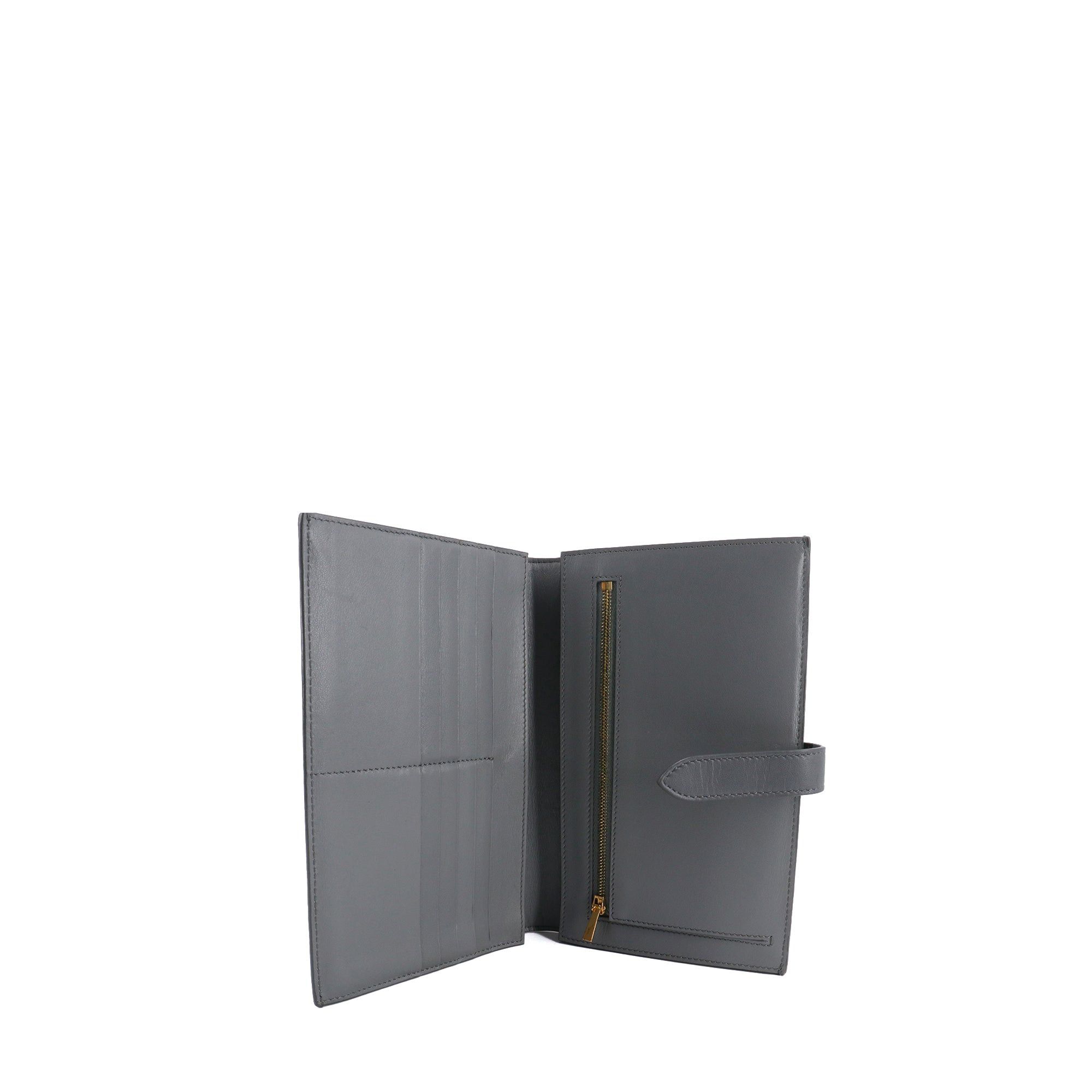 Celine CELINE - Large Celine wallet in gray grained leather Size ONE SIZE - 5 Thumbnail