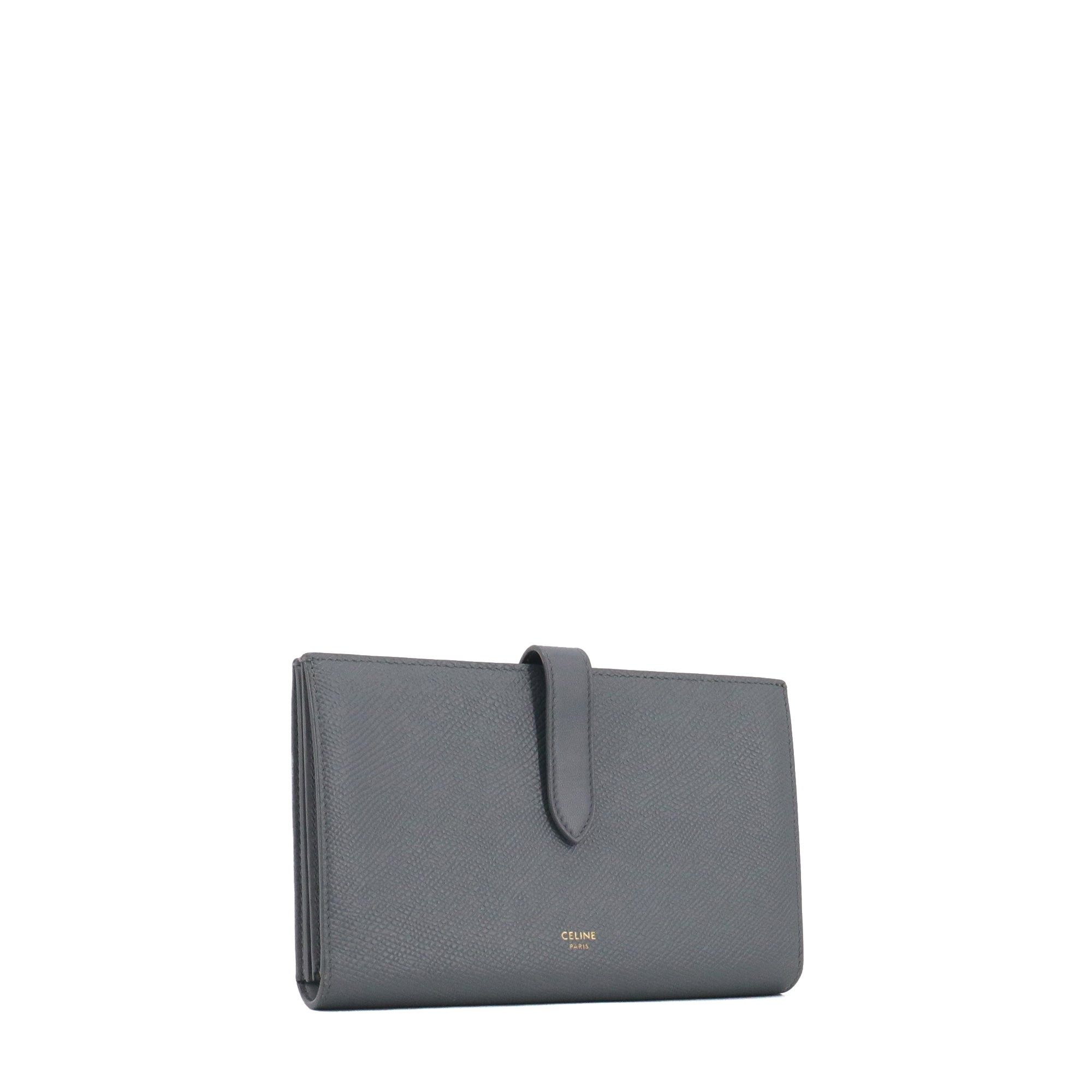 Celine CELINE - Large Celine wallet in gray grained leather Size ONE SIZE - 2 Thumbnail