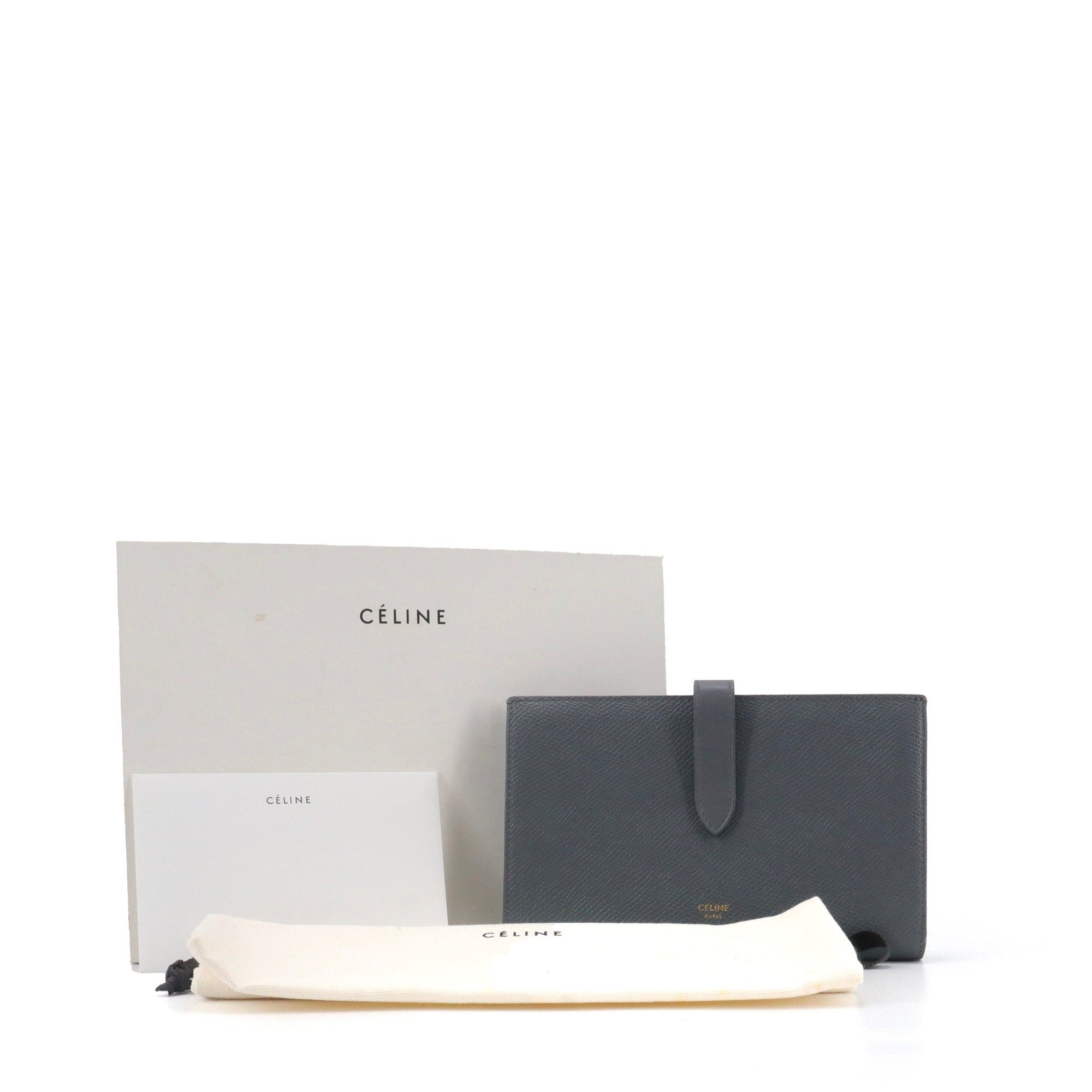 Celine CELINE - Large Celine wallet in gray grained leather Size ONE SIZE - 8 Thumbnail