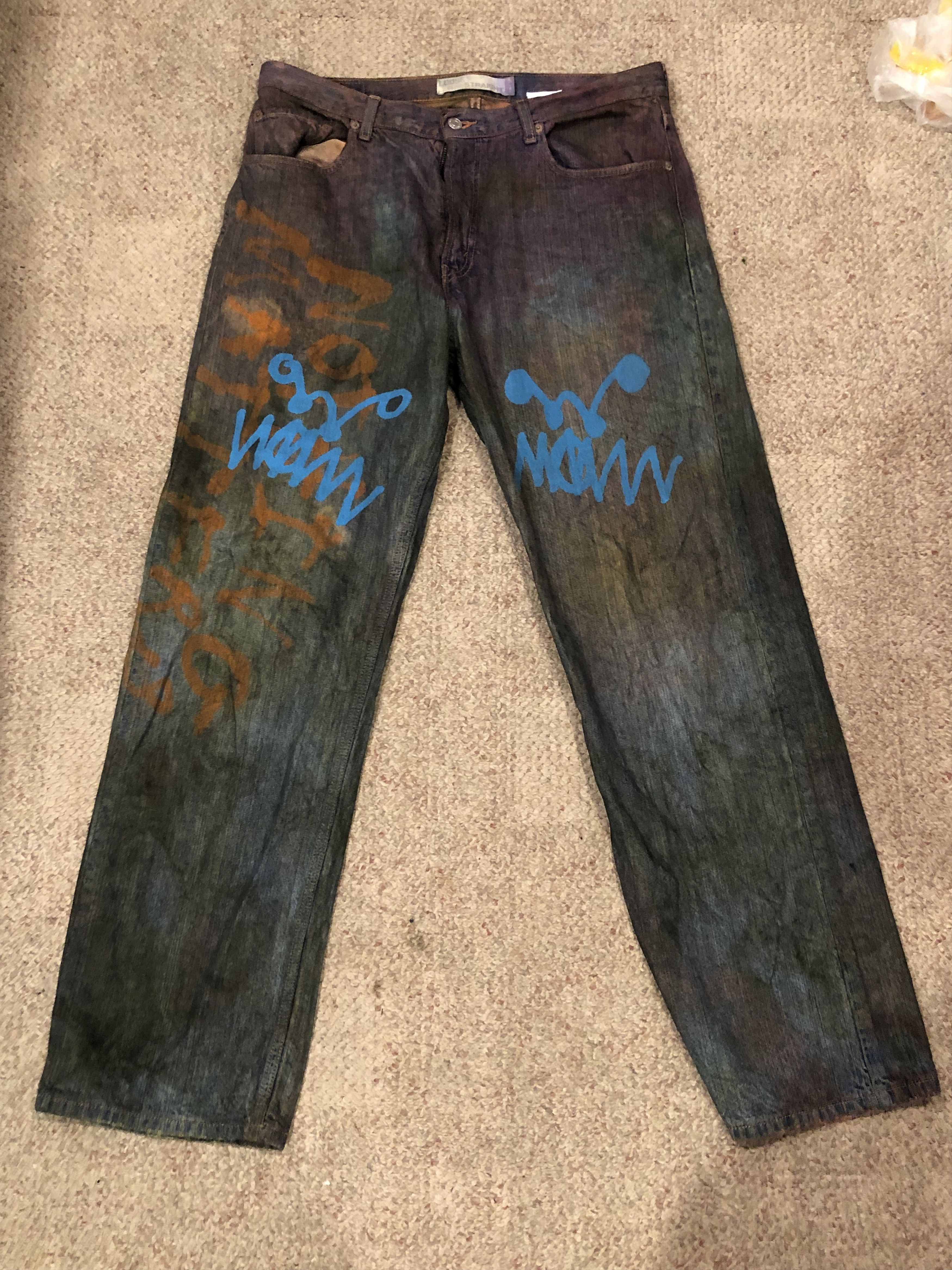 Pre-owned Asspizza Screenprinted Jeans In Multicolor