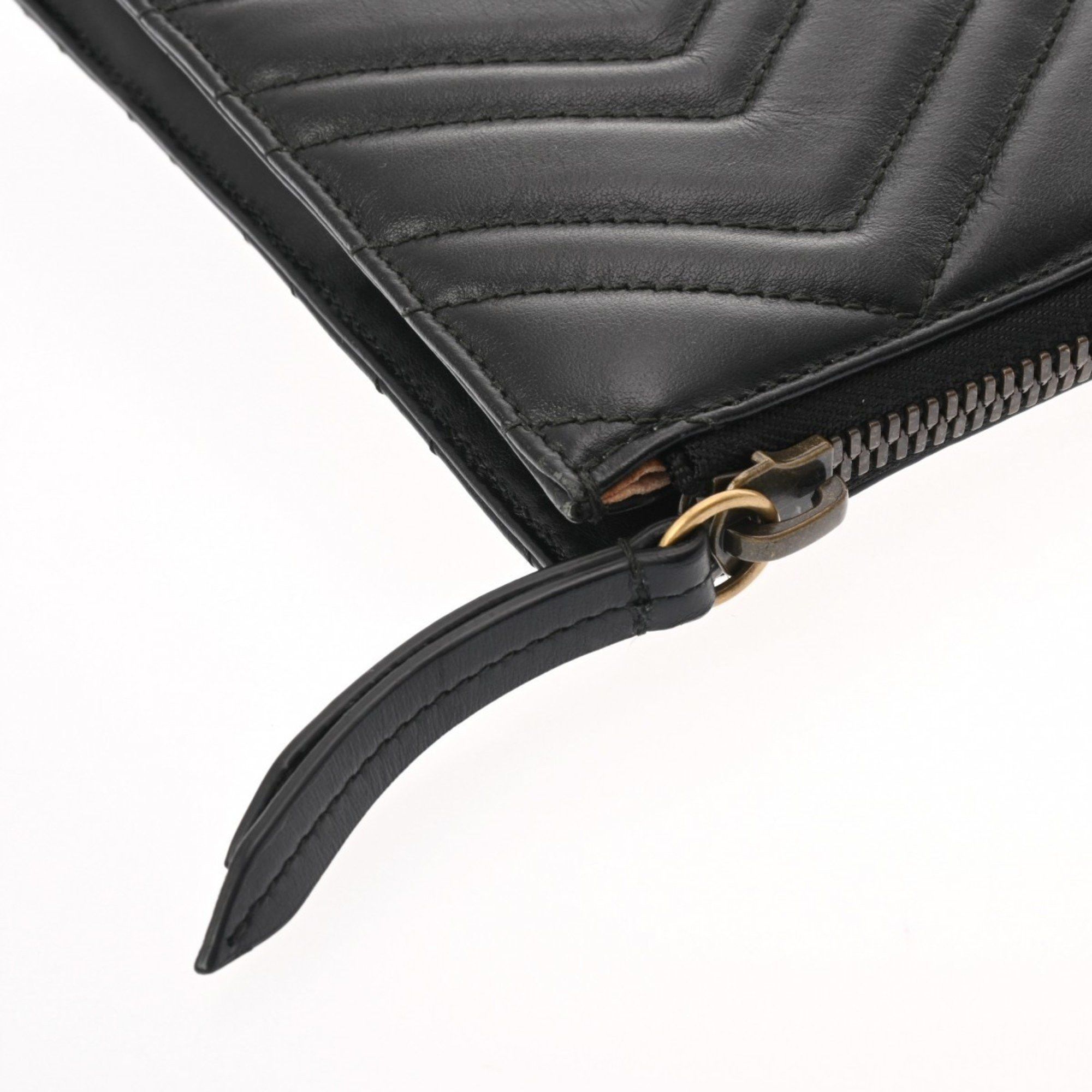 Gucci GUCCI GG Marmont Double G V Stitch Document Case Black 523397 Men's Leather Clutch Bag Size ONE SIZE - 8 Thumbnail