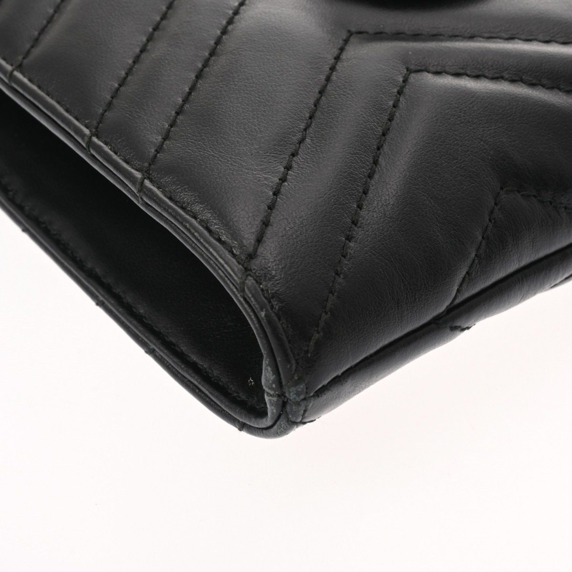 Gucci GUCCI GG Marmont Double G V Stitch Document Case Black 523397 Men's Leather Clutch Bag Size ONE SIZE - 6 Thumbnail