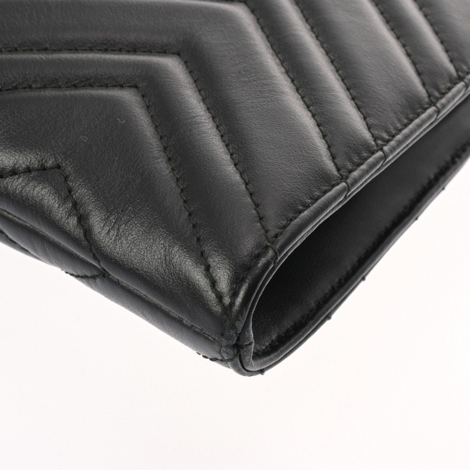 Gucci GUCCI GG Marmont Double G V Stitch Document Case Black 523397 Men's Leather Clutch Bag Size ONE SIZE - 5 Thumbnail