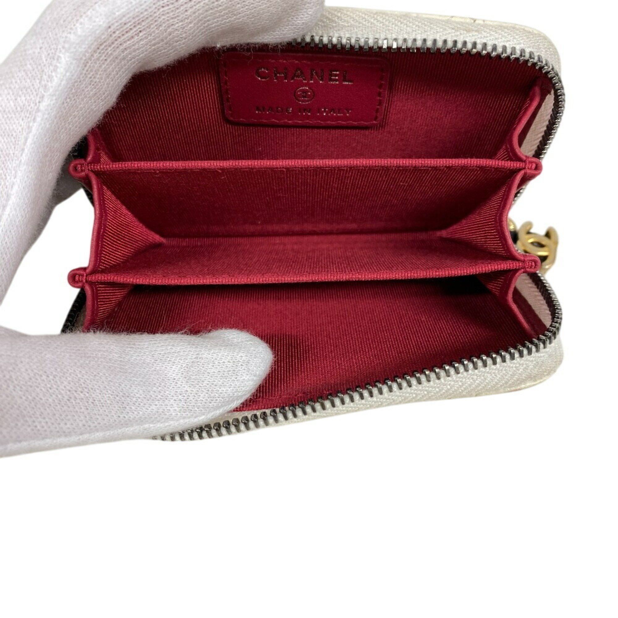 Chanel CHANEL Gabriel Doux Round Coin Case Wallet White Women's Size ONE SIZE - 7 Thumbnail