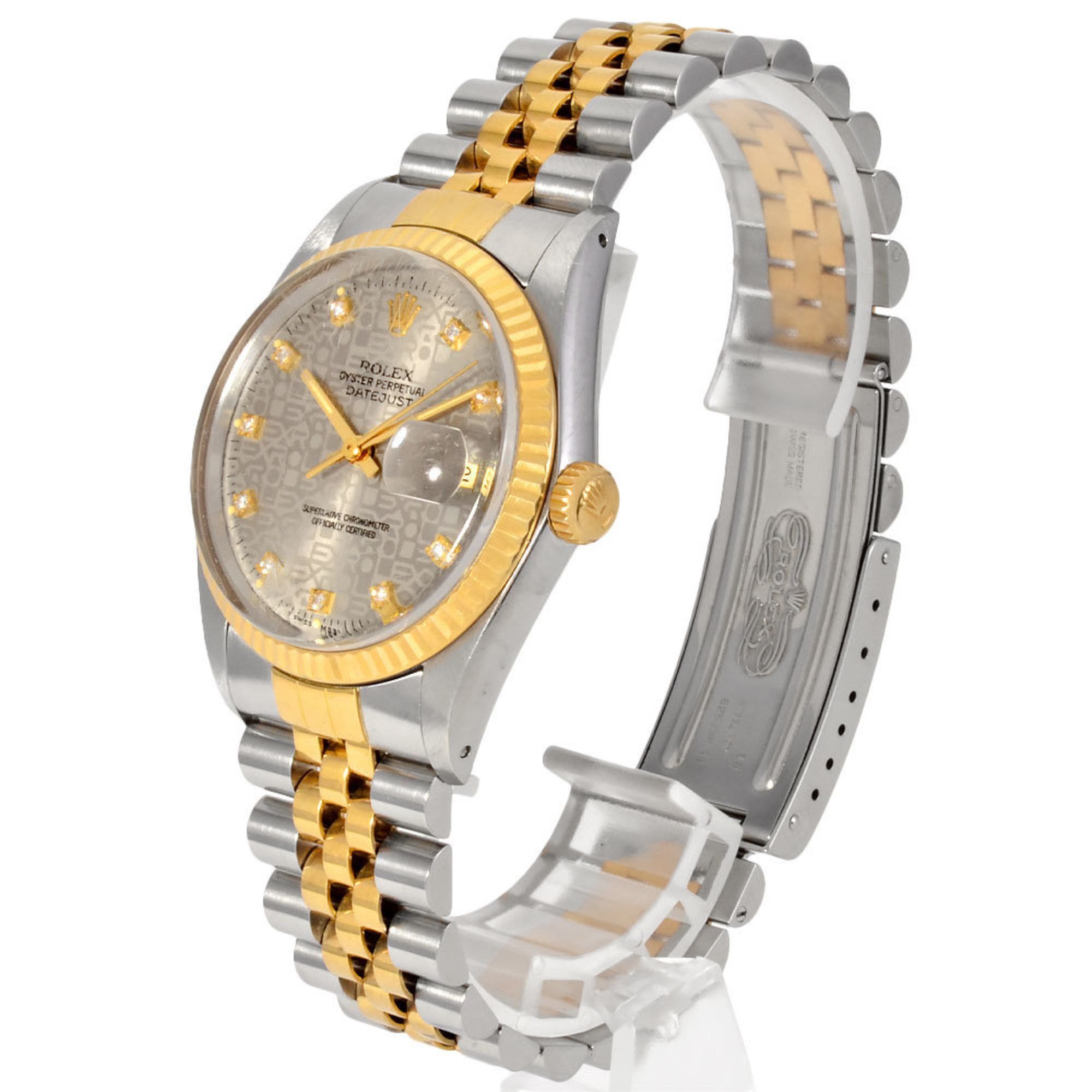 Rolex Rolex 16013G Datejust R series (manufactured in 1987) Automatic watch, silver/printed computer dial, SS x YG, 10P diamond index, men's IT1UY4JVNF5S Size ONE SIZE - 2 Thumbnail