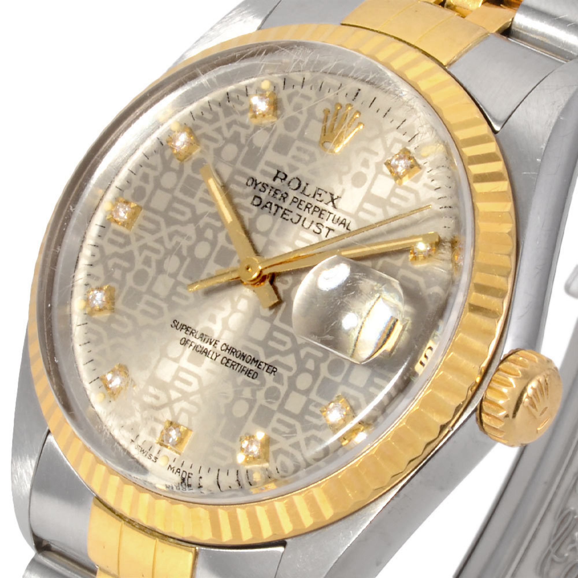 Rolex Rolex 16013G Datejust R series (manufactured in 1987) Automatic watch, silver/printed computer dial, SS x YG, 10P diamond index, men's IT1UY4JVNF5S Size ONE SIZE - 7 Thumbnail