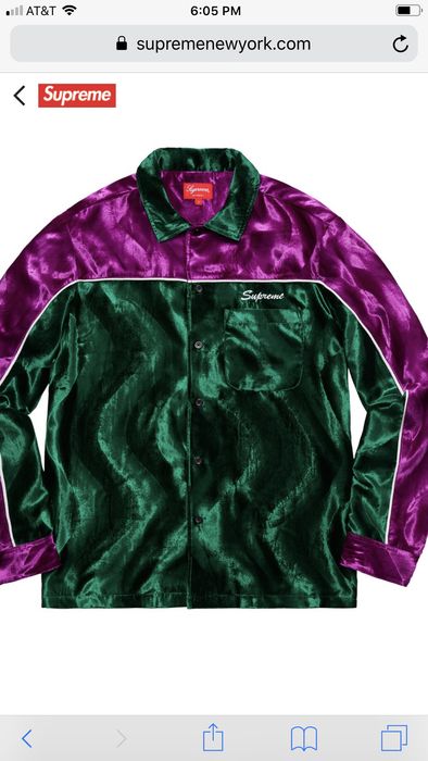 Supreme NEW Supreme Green Purple Velvet Swirl Work Shirt Mens