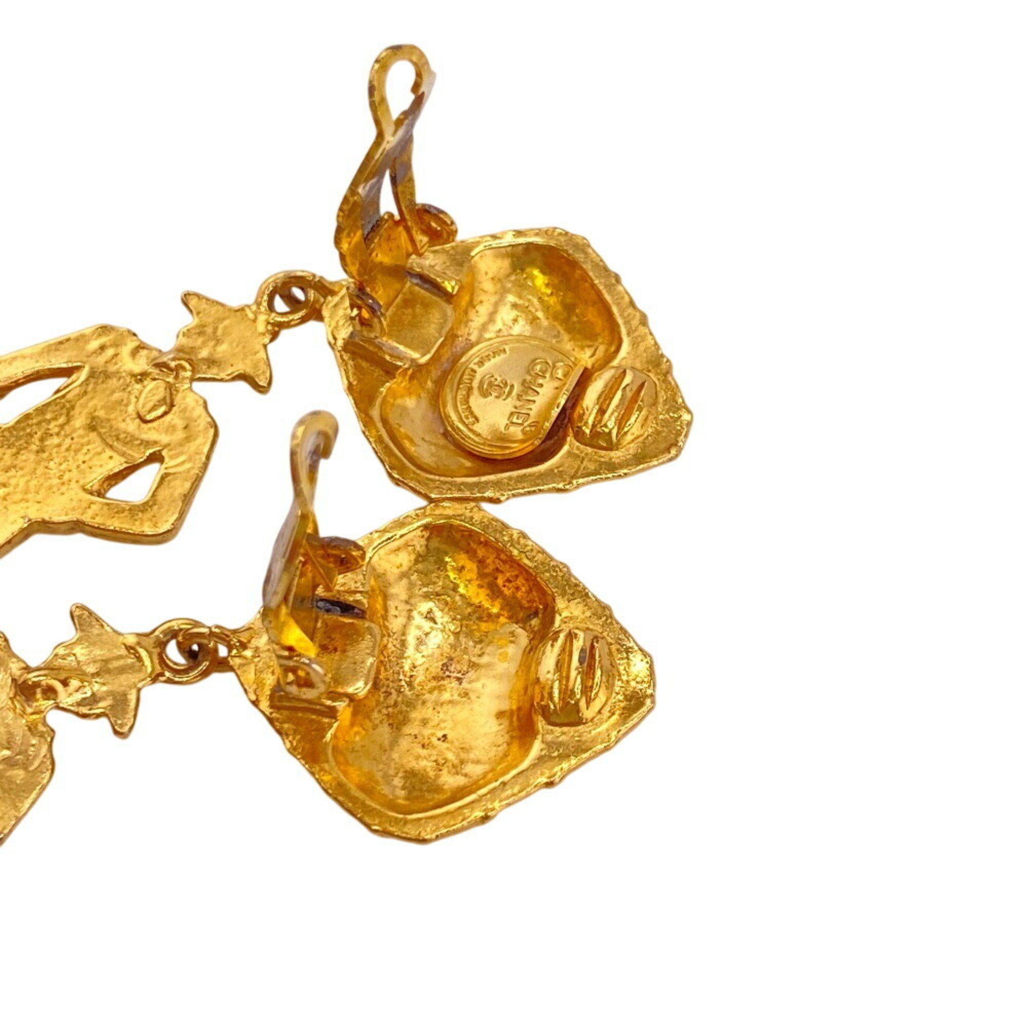 Chanel Chanel Mademoiselle Earrings, Dangling, No Holes, Gold, Women's Size ONE SIZE - 10 Thumbnail