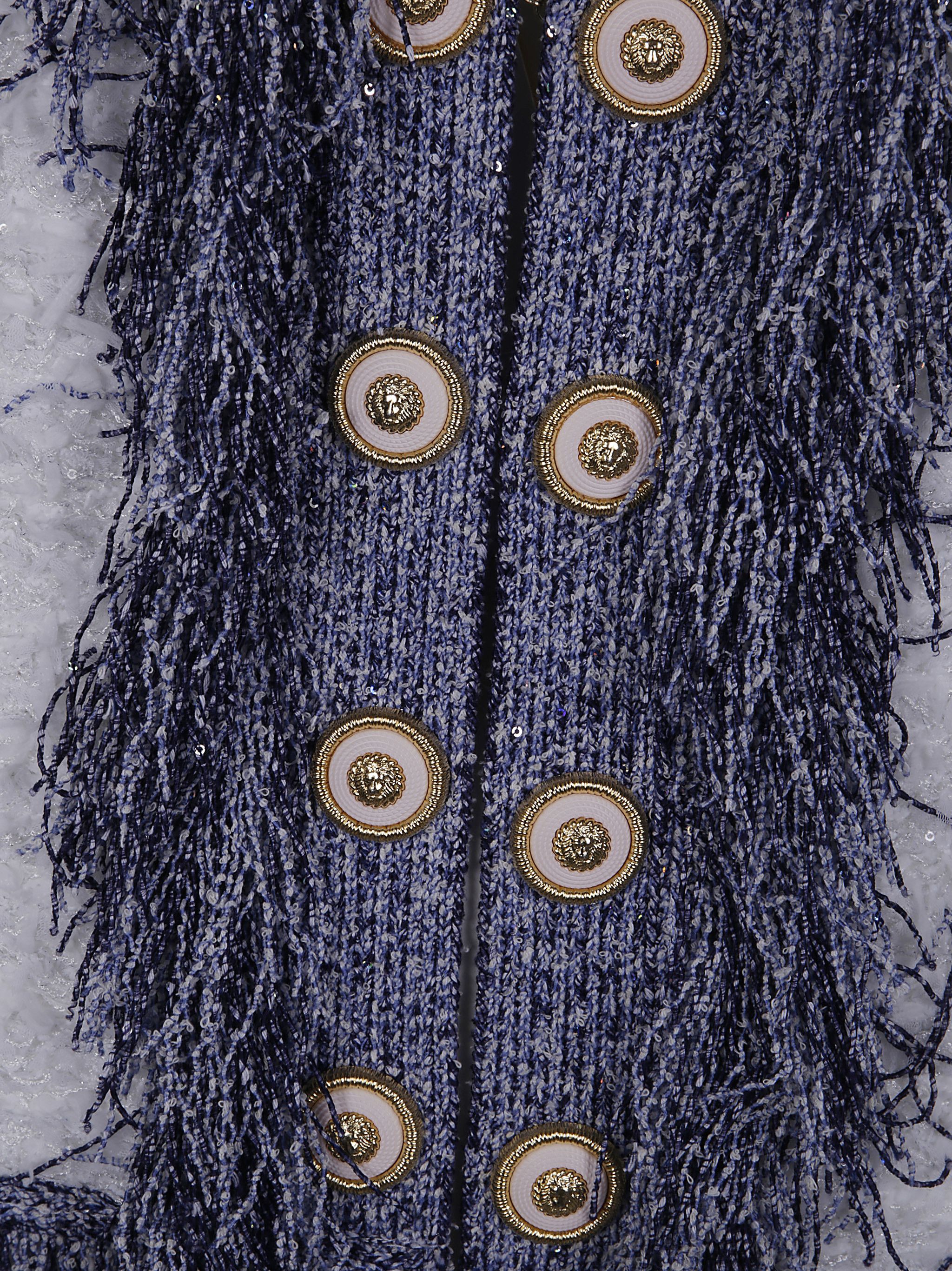 Balmain COLLARLESS GLITTERED FRINGED TWEED JKT Size M / US 6-8 / IT 42-44 - 3 Thumbnail
