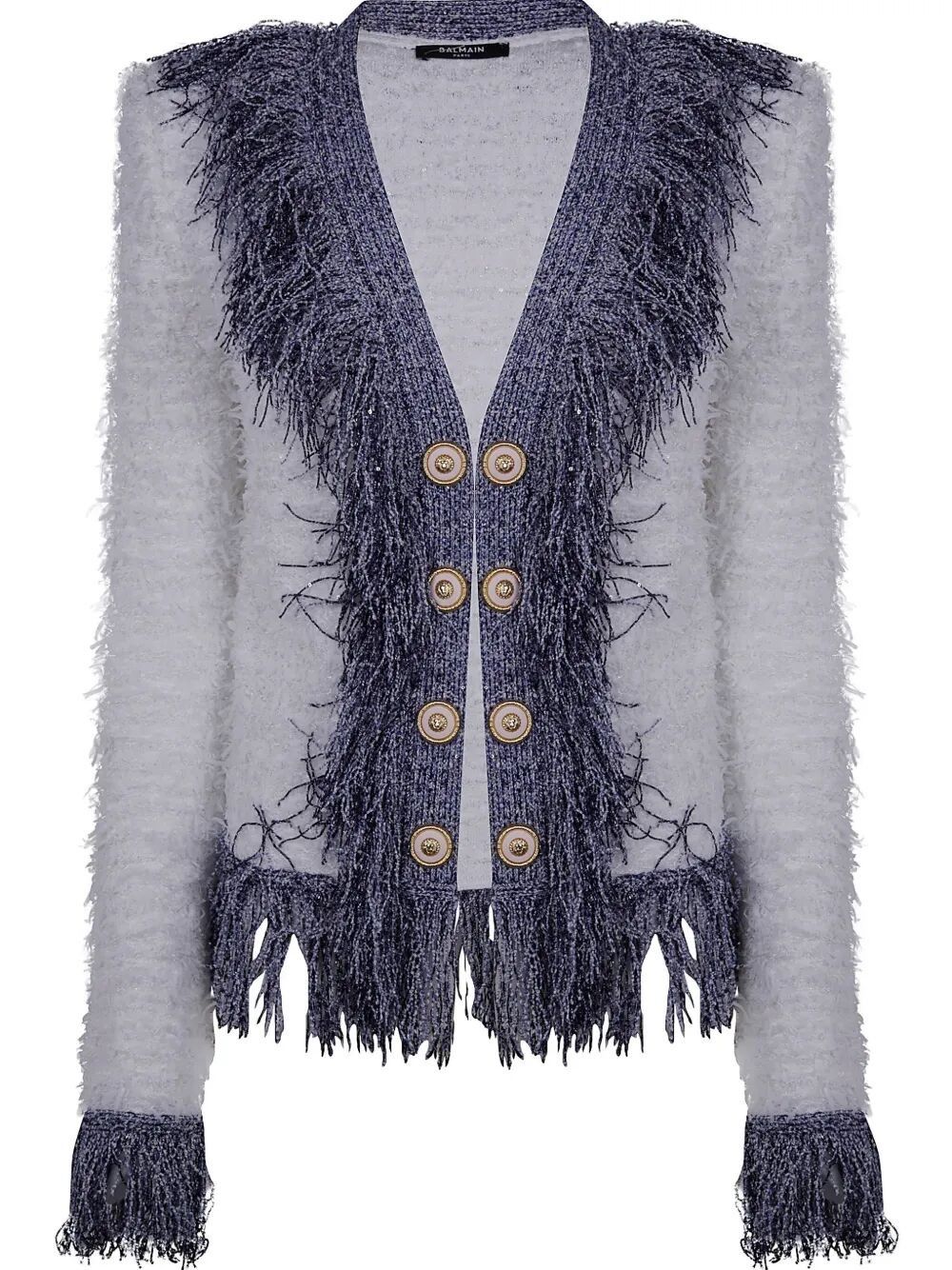 Balmain COLLARLESS GLITTERED FRINGED TWEED JKT Size M / US 6-8 / IT 42-44 - 4 Thumbnail