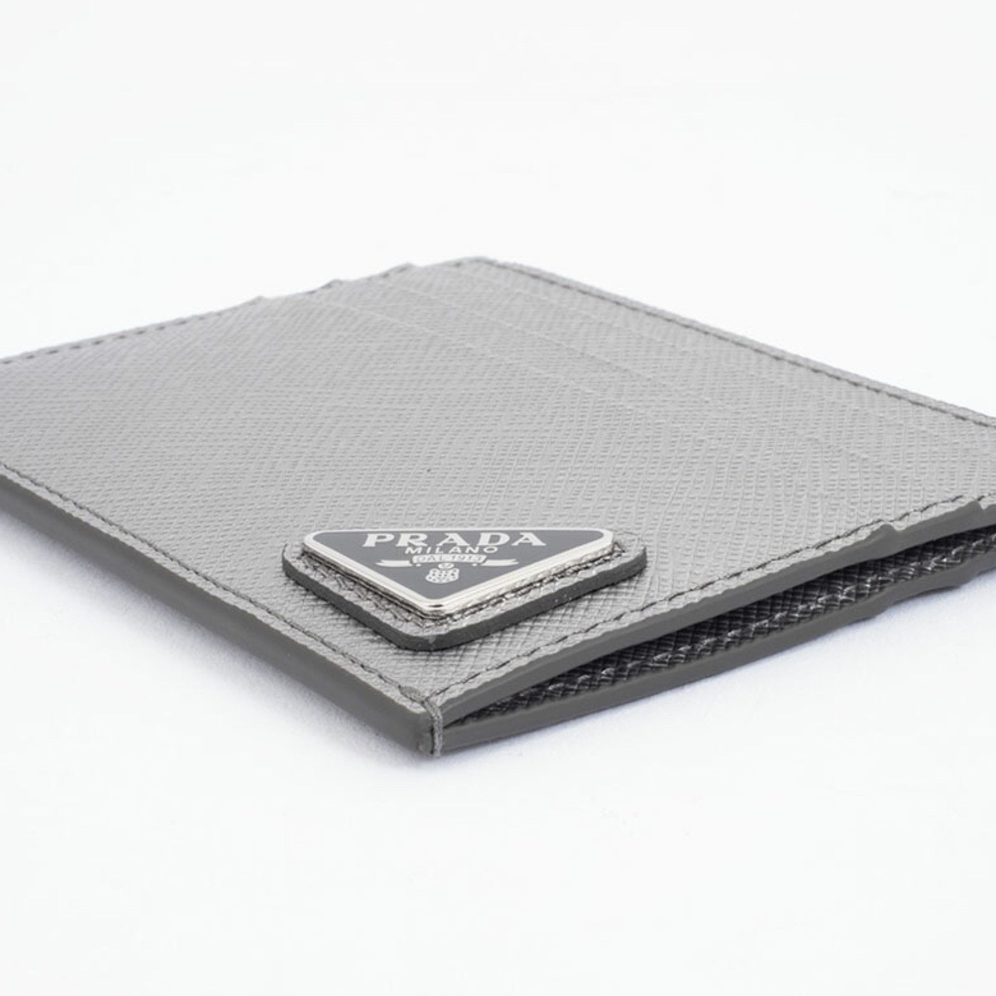 Other Prada Saffiano Triangle Card Case 1MC223 Cowhide Silver Men's Holder PRADA Size ONE SIZE - 9 Thumbnail