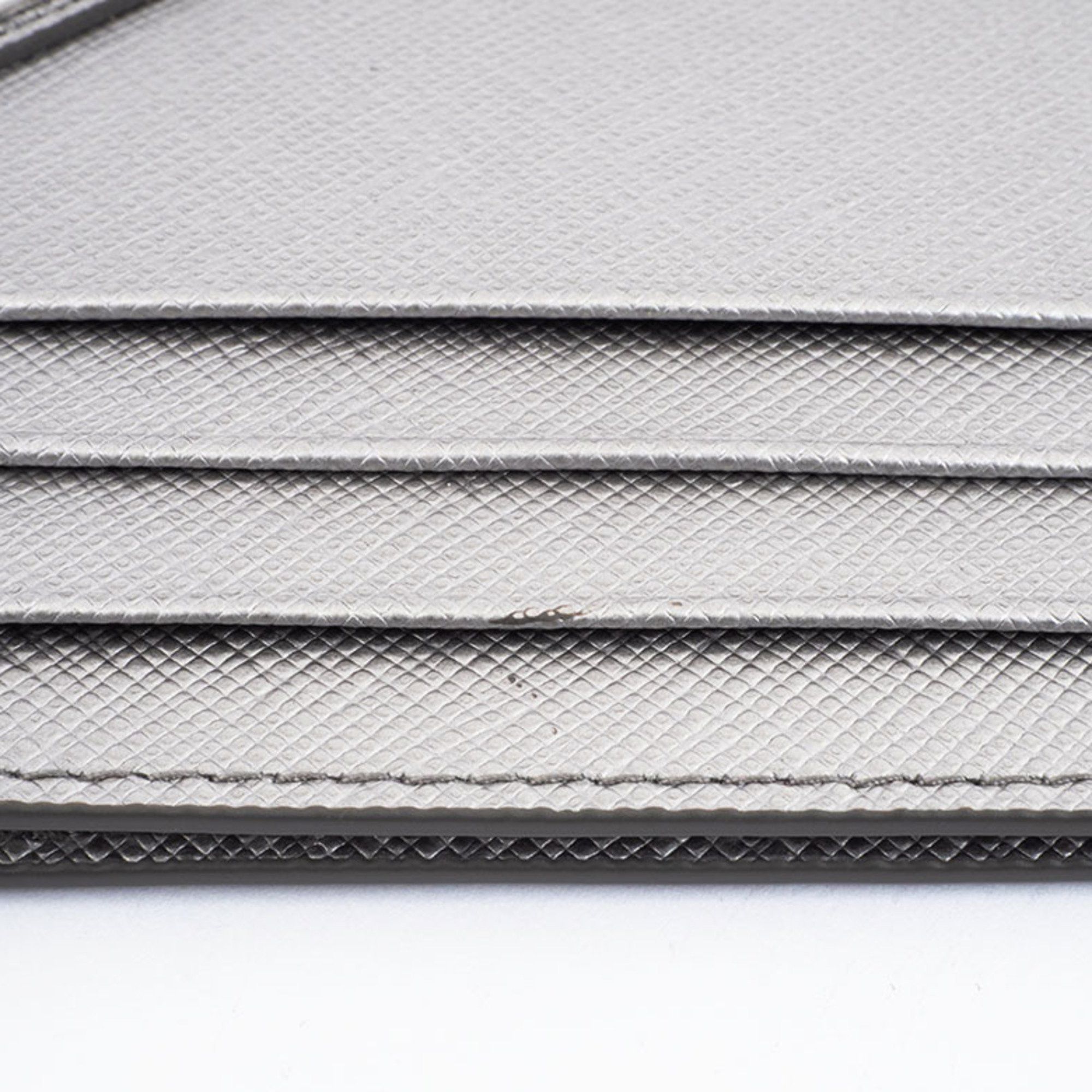 Other Prada Saffiano Triangle Card Case 1MC223 Cowhide Silver Men's Holder PRADA Size ONE SIZE - 7 Thumbnail