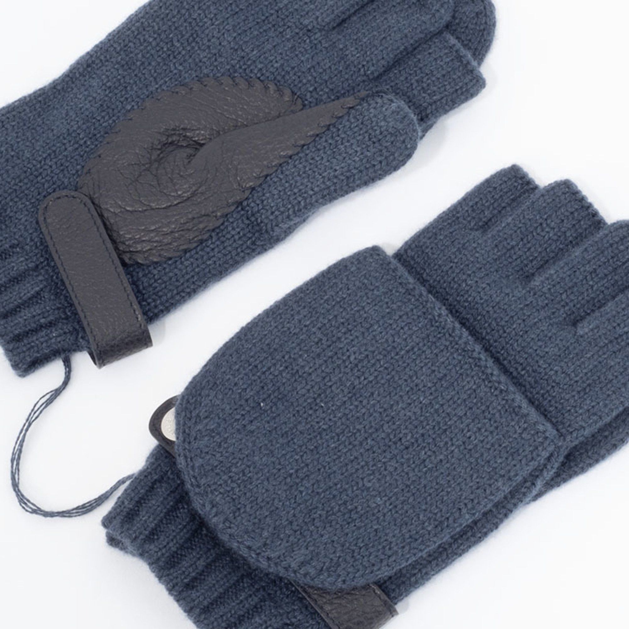 Hermes Hermes Lionel Fingerless Cashmere Blue Noir Men's L Mittens H162052G 5HL HERMES Size ONE SIZE - 8 Thumbnail