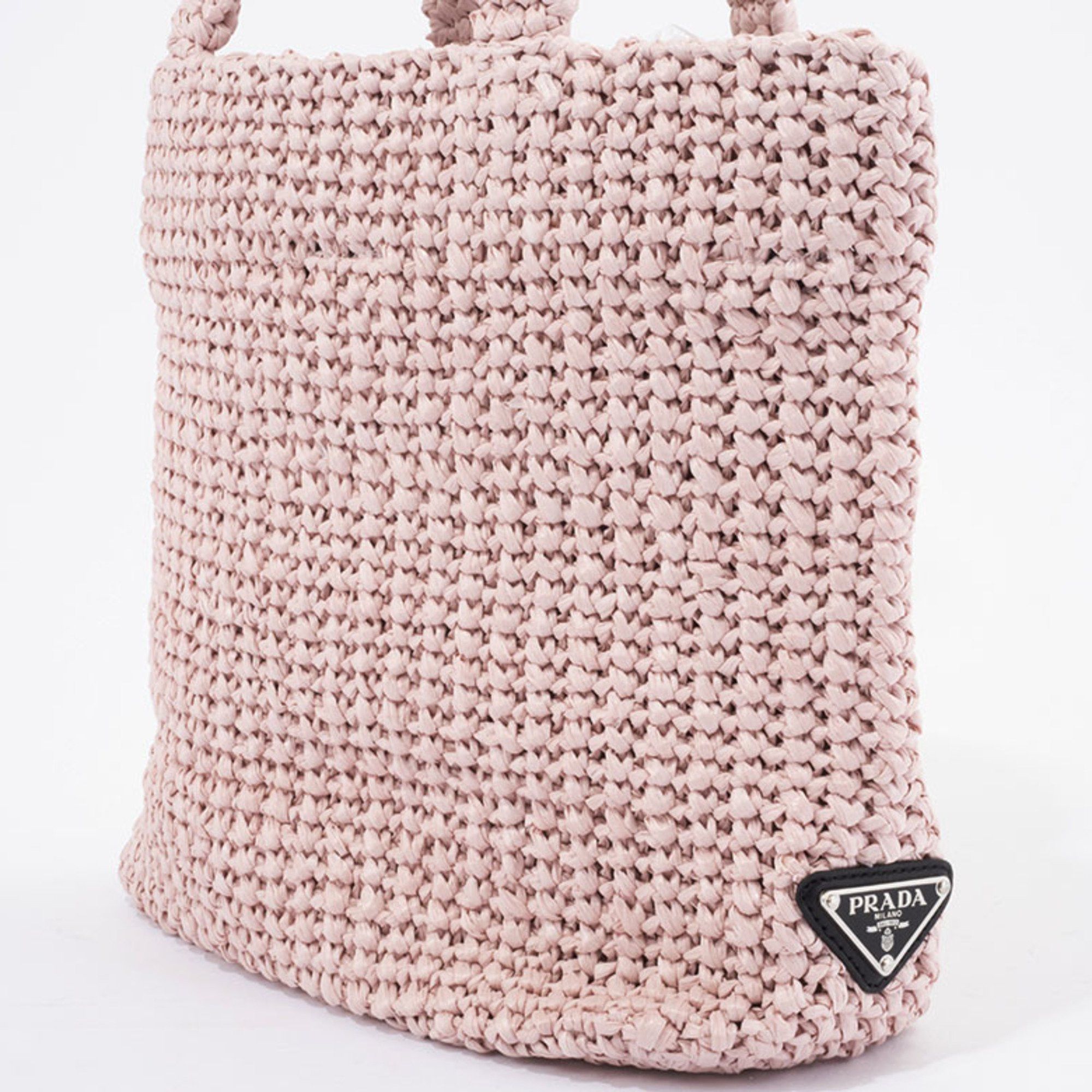 Prada Prada Small Crochet Tote Bag 1BG422 Raffia-like Pink Women's Straw-like PRADA Size ONE SIZE - 2 Thumbnail