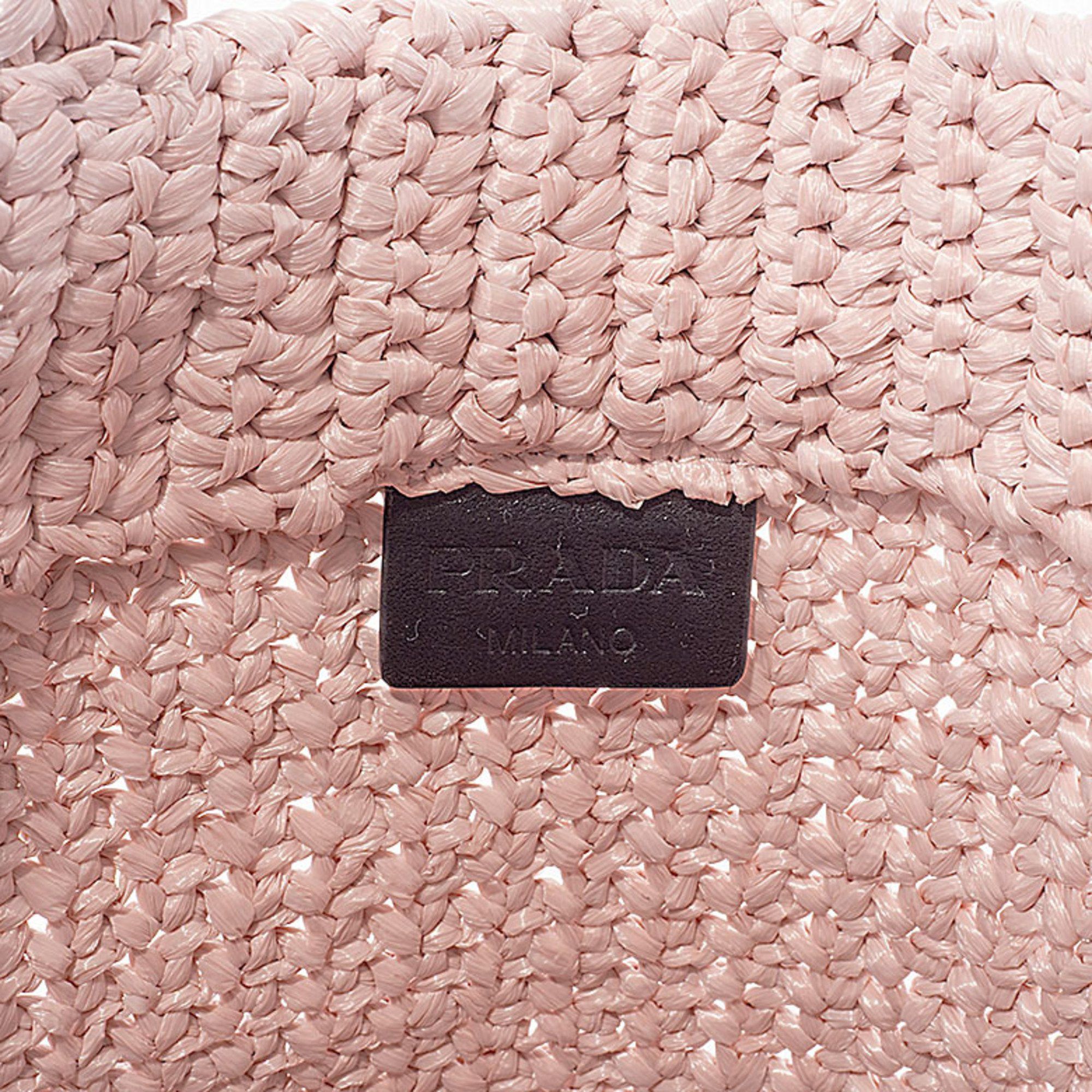 Prada Prada Small Crochet Tote Bag 1BG422 Raffia-like Pink Women's Straw-like PRADA Size ONE SIZE - 8 Thumbnail