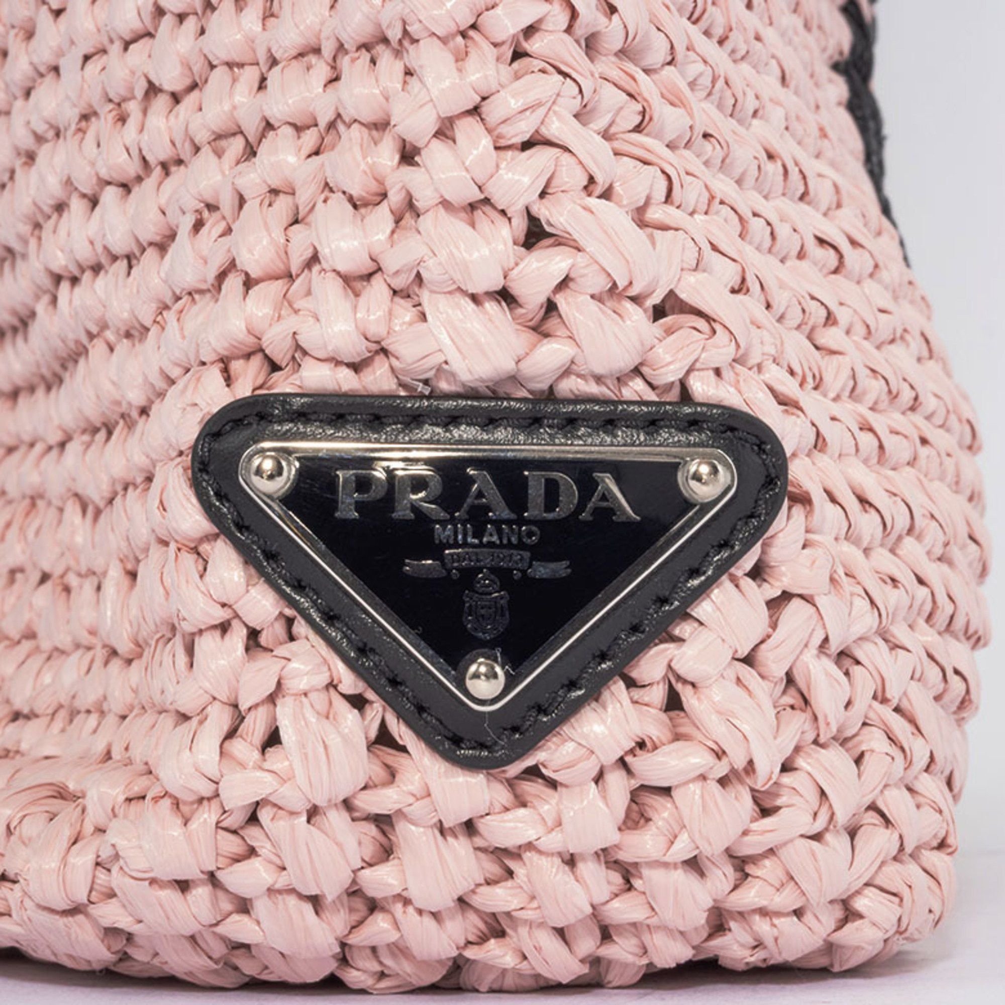 Prada Prada Small Crochet Tote Bag 1BG422 Raffia-like Pink Women's Straw-like PRADA Size ONE SIZE - 7 Thumbnail