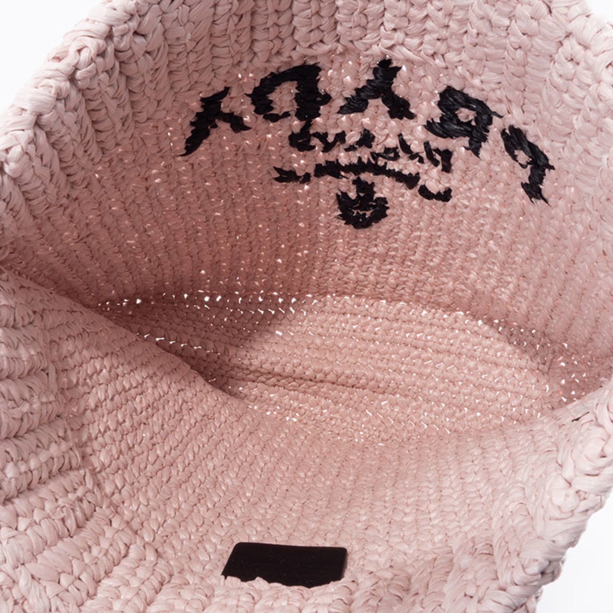 Prada Prada Small Crochet Tote Bag 1BG422 Raffia-like Pink Women's Straw-like PRADA Size ONE SIZE - 9 Thumbnail