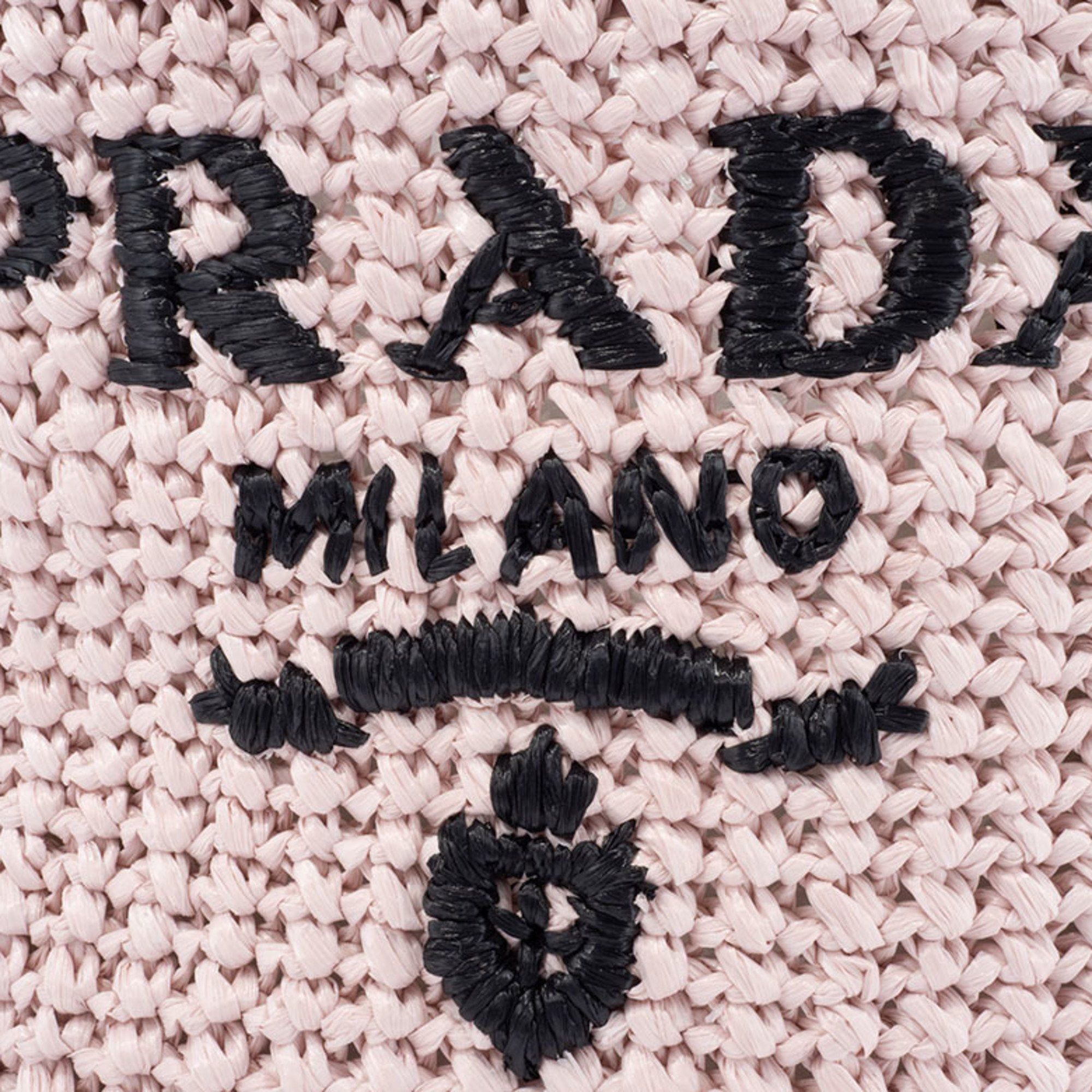 Prada Prada Small Crochet Tote Bag 1BG422 Raffia-like Pink Women's Straw-like PRADA Size ONE SIZE - 6 Thumbnail