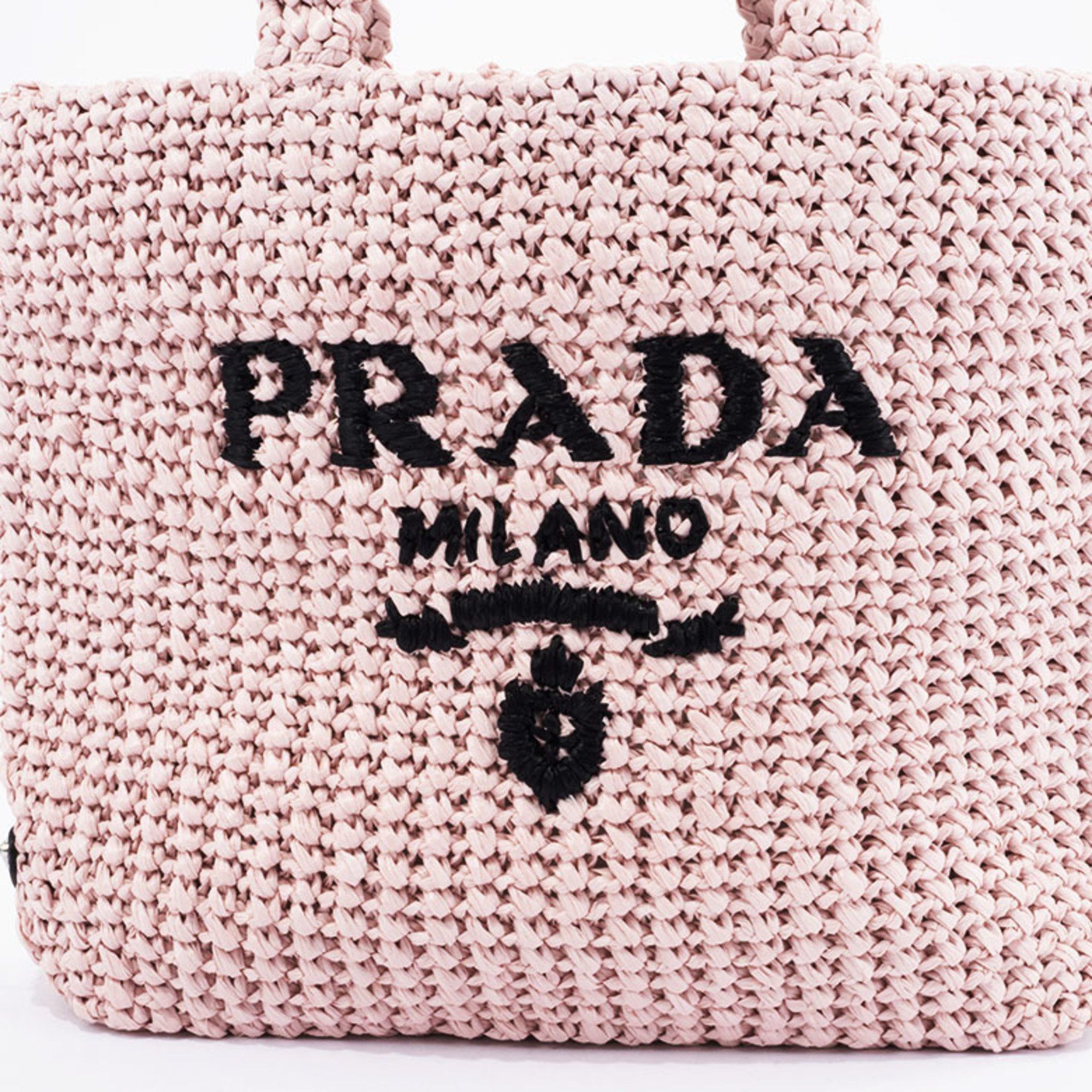 Prada Prada Small Crochet Tote Bag 1BG422 Raffia-like Pink Women's Straw-like PRADA Size ONE SIZE - 3 Thumbnail