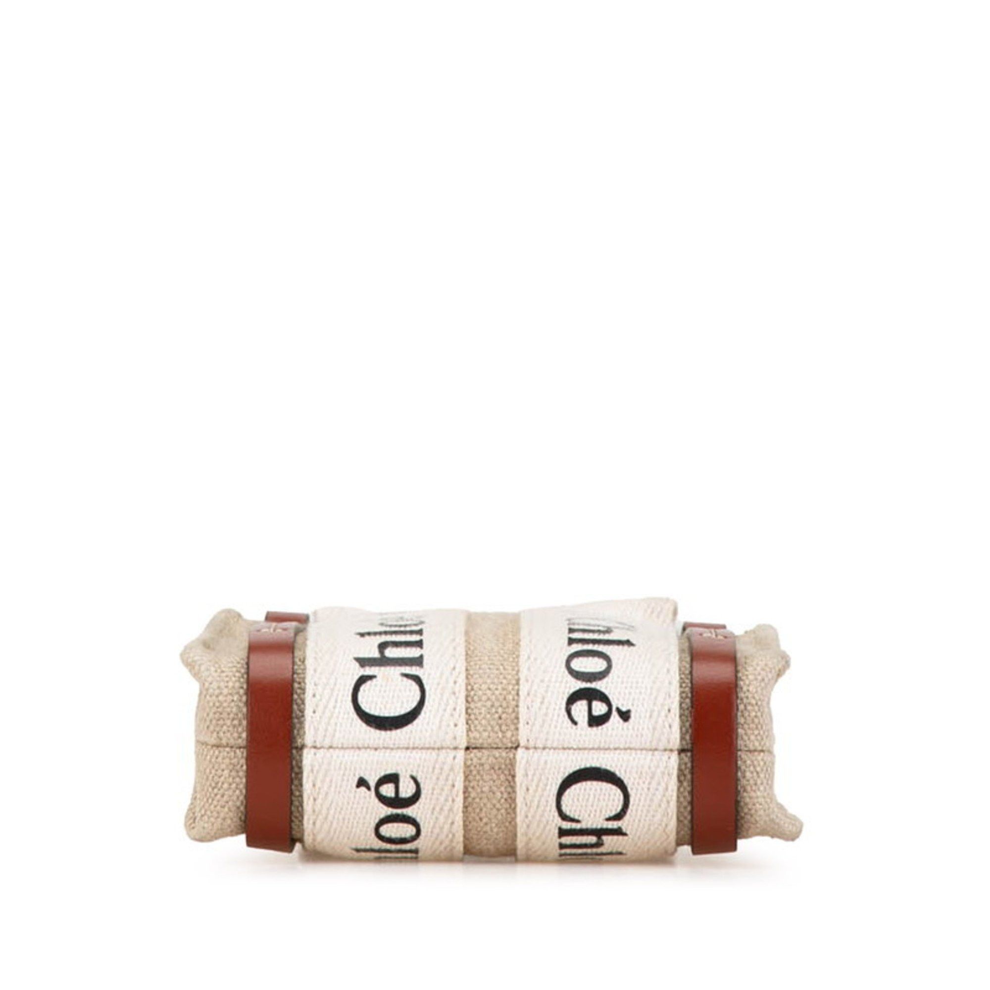 Chloe Chloé Chloe Woody Nano Handbag Shoulder Bag Beige Canvas Leather Women's Size ONE SIZE - 3 Thumbnail