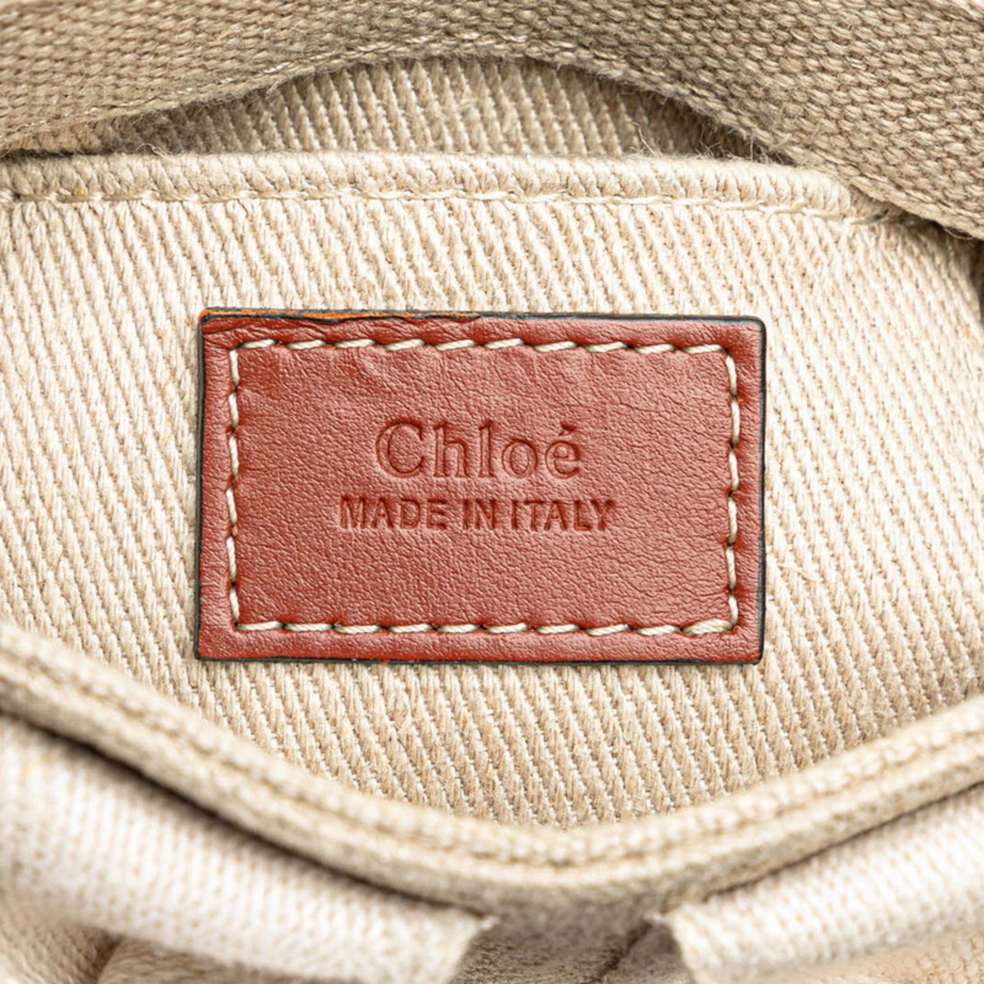 Chloe Chloé Chloe Woody Nano Handbag Shoulder Bag Beige Canvas Leather Women's Size ONE SIZE - 5 Thumbnail