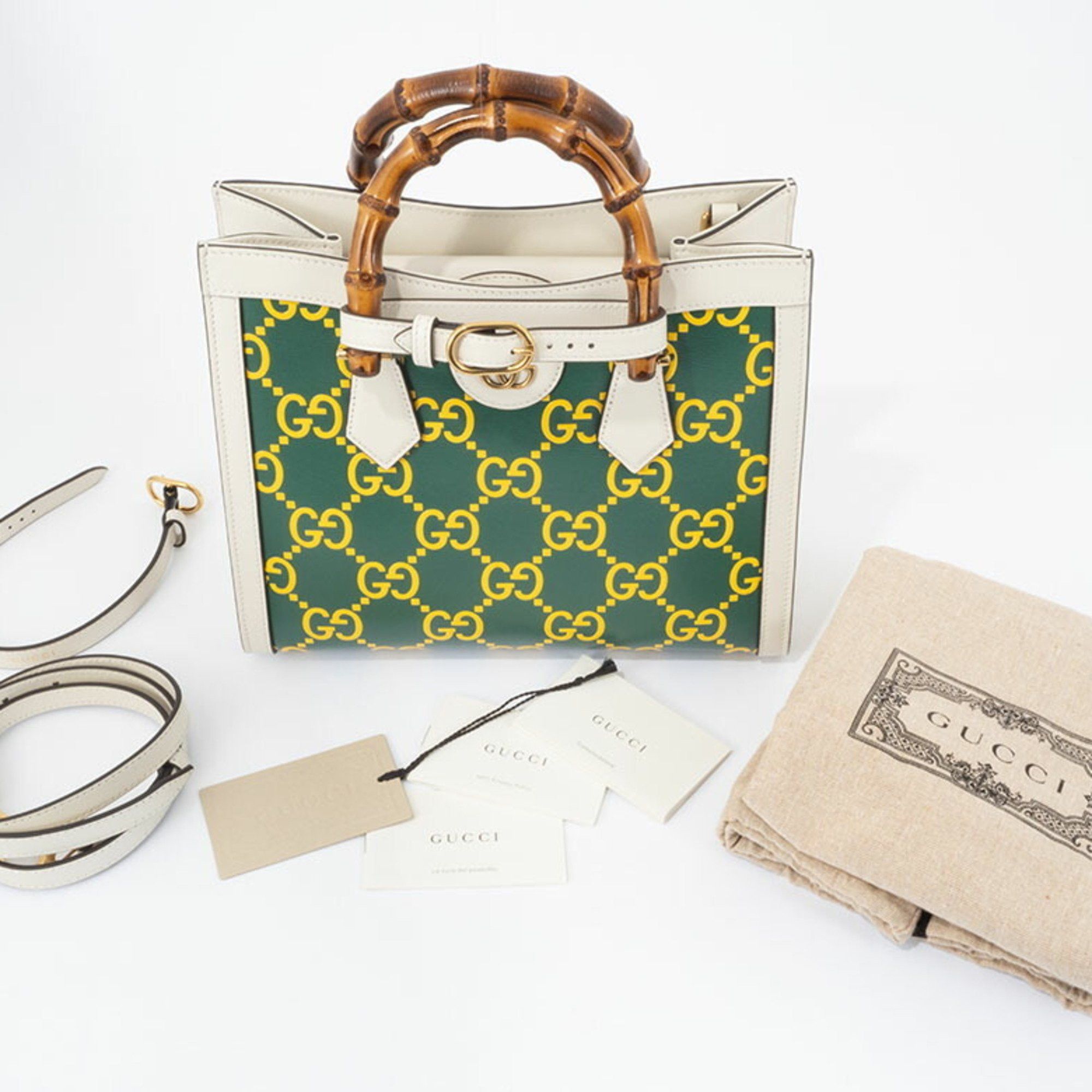 Gucci Gucci Diana Small Handbag 660195 Leather Green|Yellow Women's Bamboo Tote GUCCI Size ONE SIZE - 10 Thumbnail
