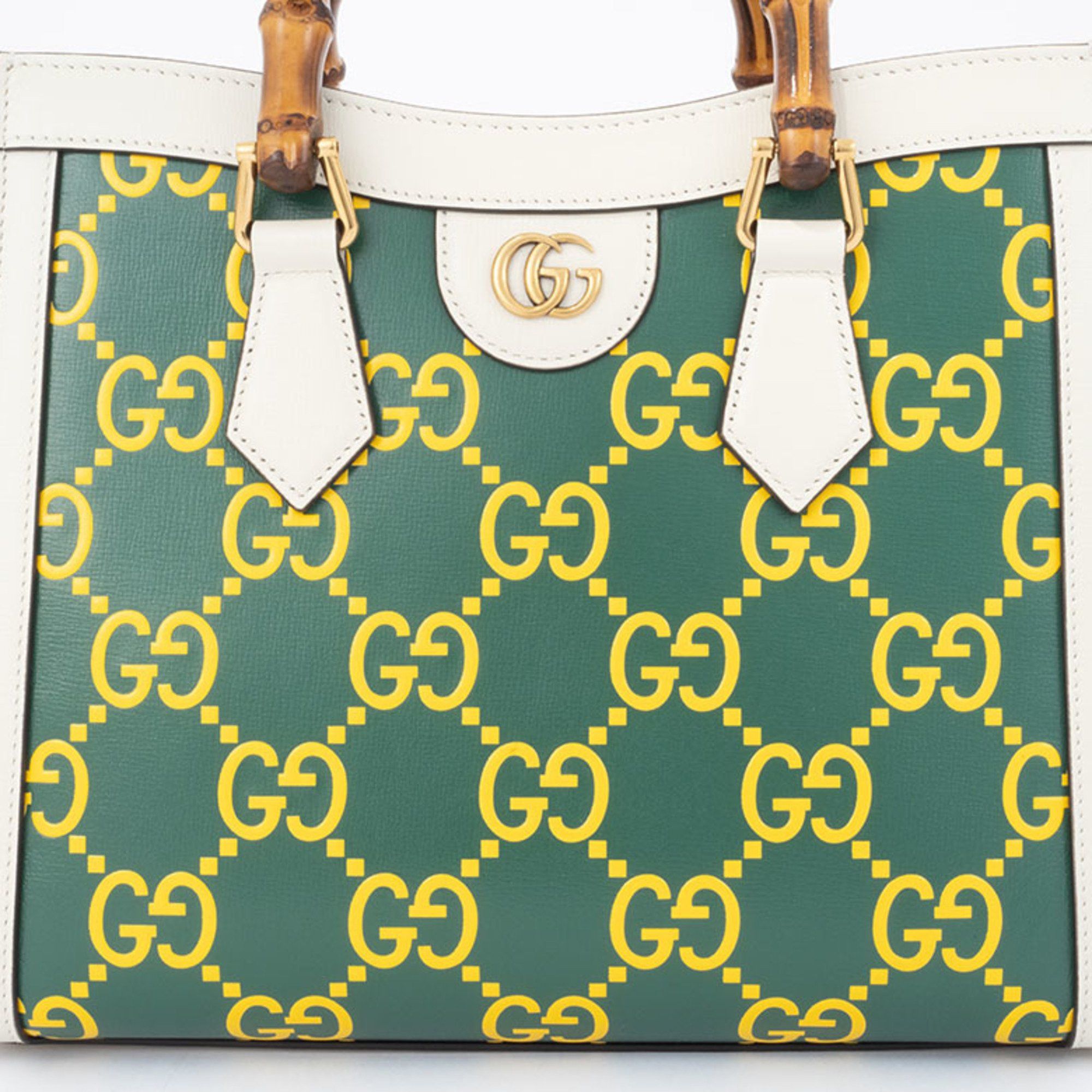 Gucci Gucci Diana Small Handbag 660195 Leather Green|Yellow Women's Bamboo Tote GUCCI Size ONE SIZE - 3 Thumbnail