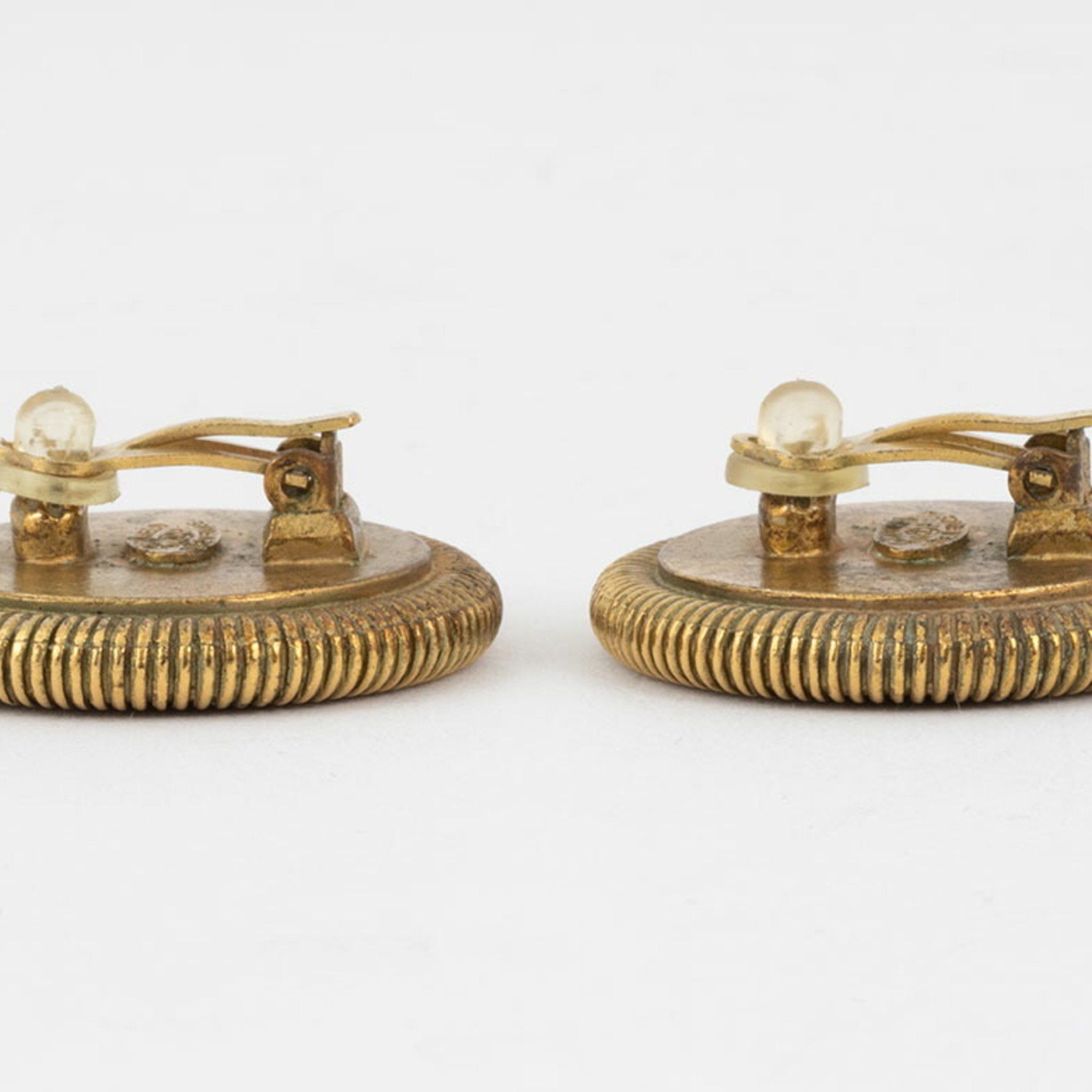 Chanel Chanel Round Shell Coco Earrings Gold Women's 94P Mark CHANEL Size ONE SIZE - 4 Thumbnail