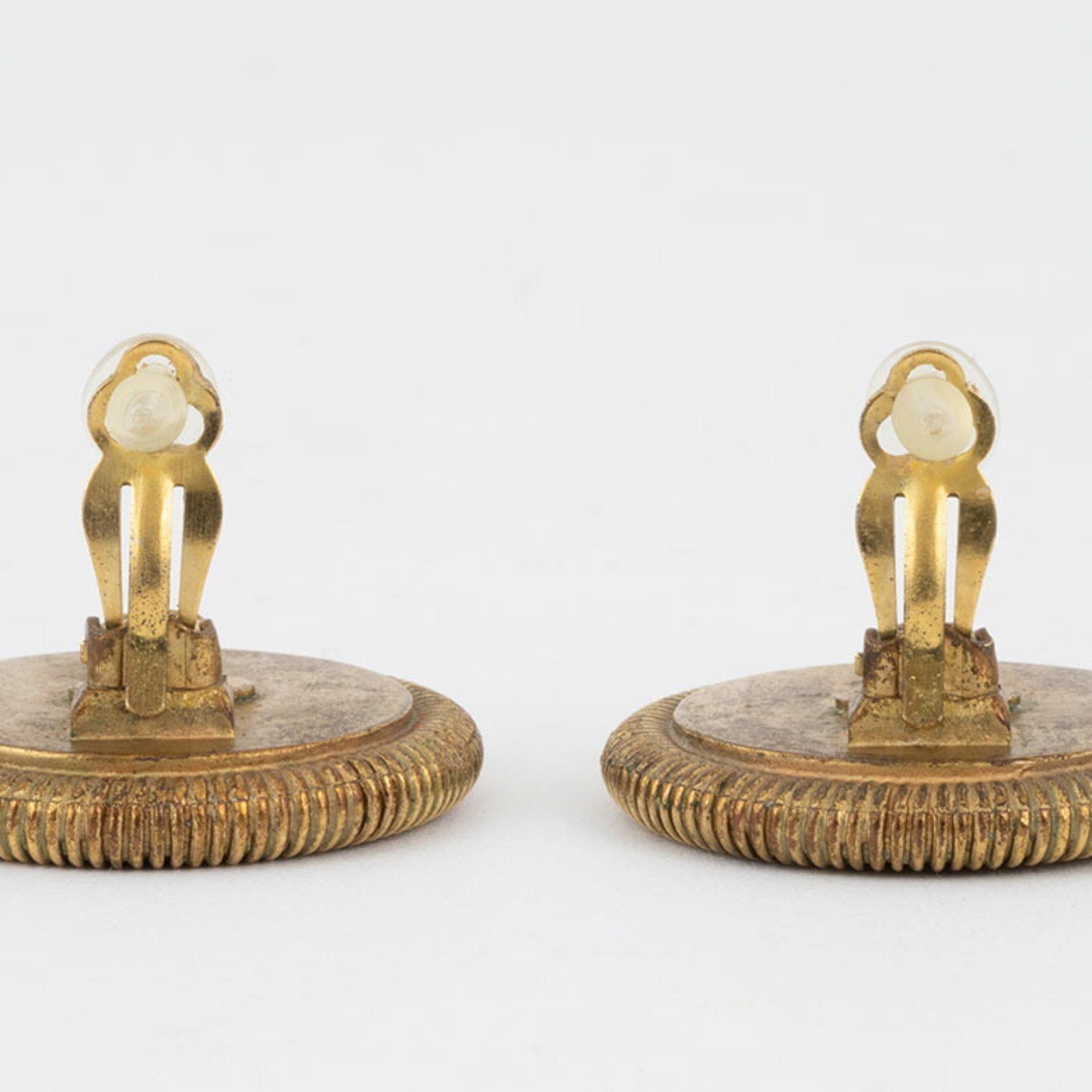 Chanel Chanel Round Shell Coco Earrings Gold Women's 94P Mark CHANEL Size ONE SIZE - 6 Thumbnail