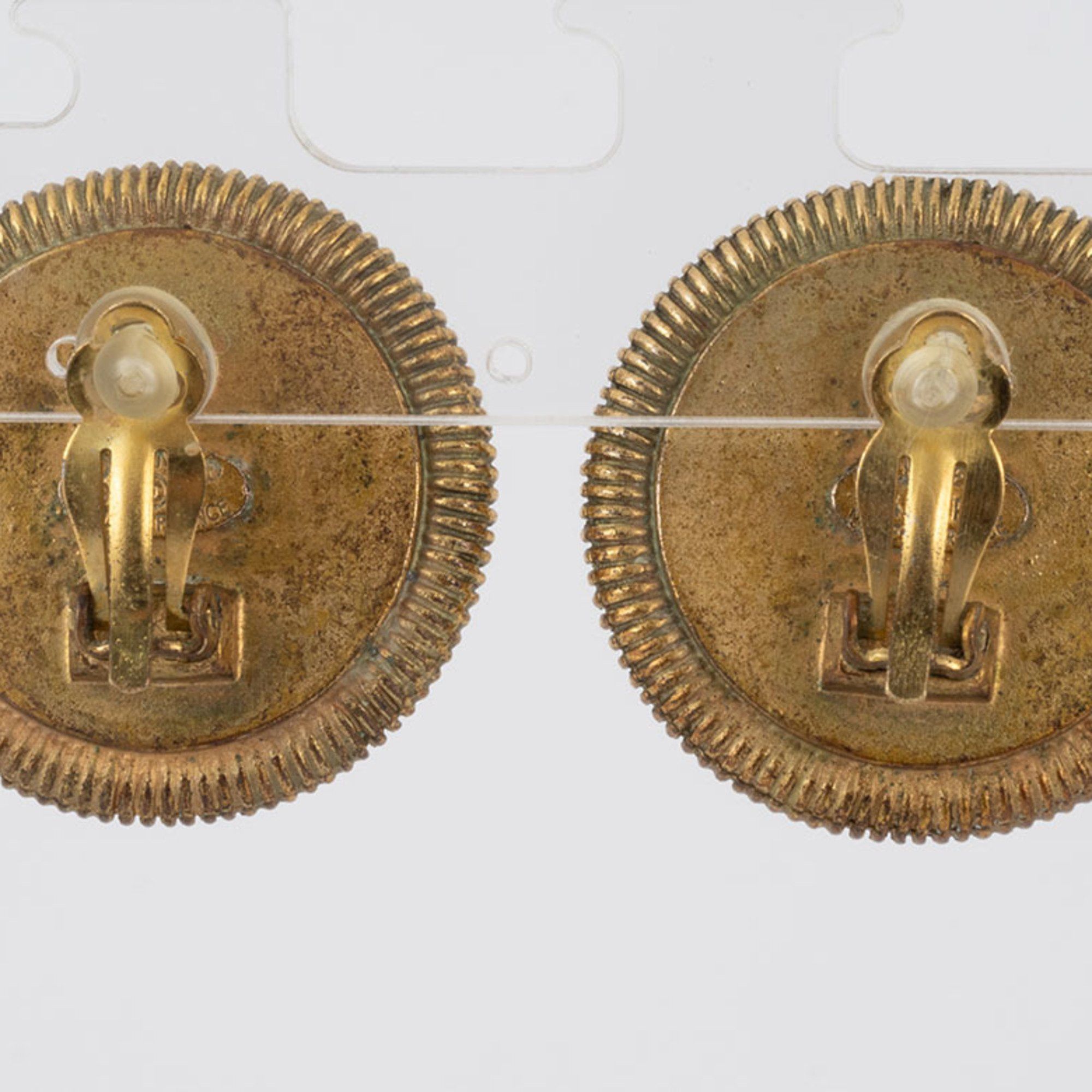 Chanel Chanel Round Shell Coco Earrings Gold Women's 94P Mark CHANEL Size ONE SIZE - 5 Thumbnail