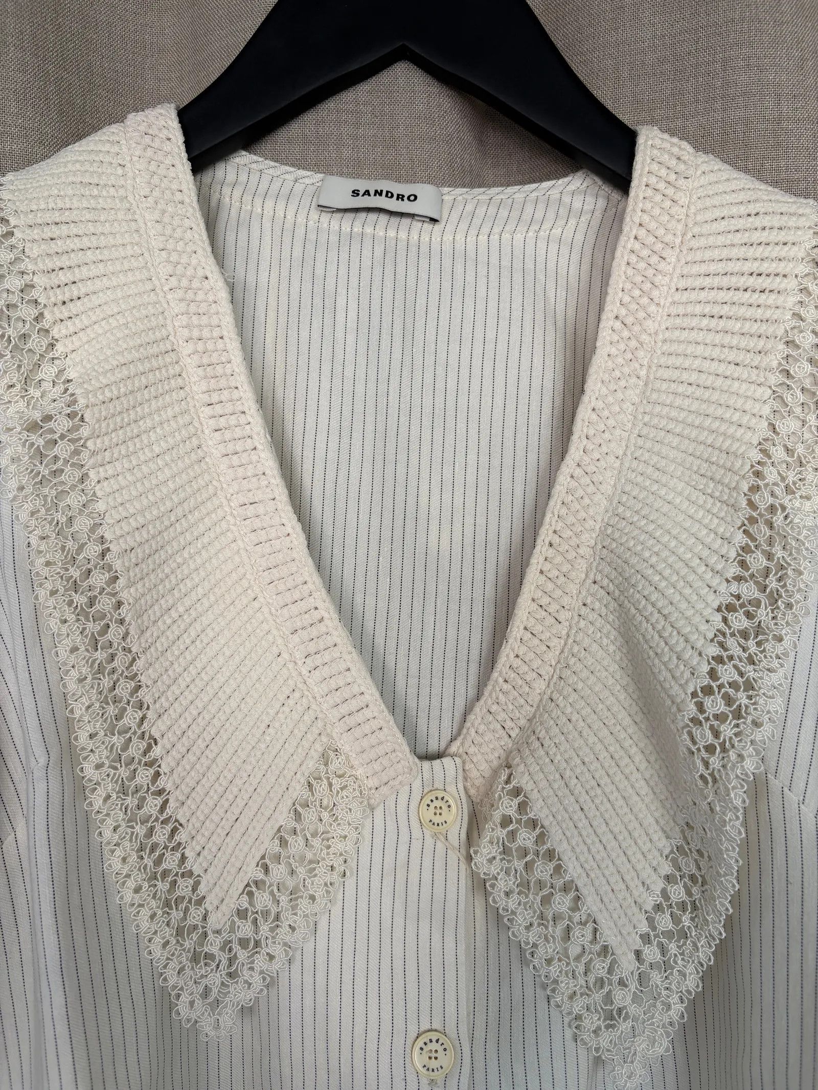 Sandro Sandro Striped linen-blend twill blouse Blouse Size XS / US 0-2 / IT 36-38 - 3 Thumbnail
