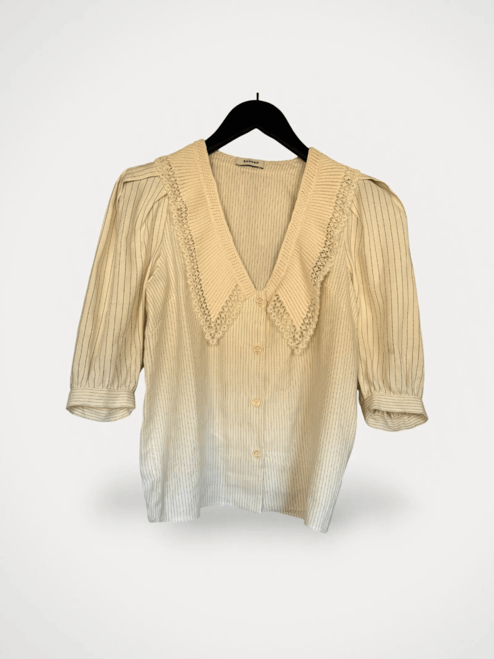Sandro Sandro Striped linen-blend twill blouse Blouse Size XS / US 0-2 / IT 36-38 - 2 Thumbnail