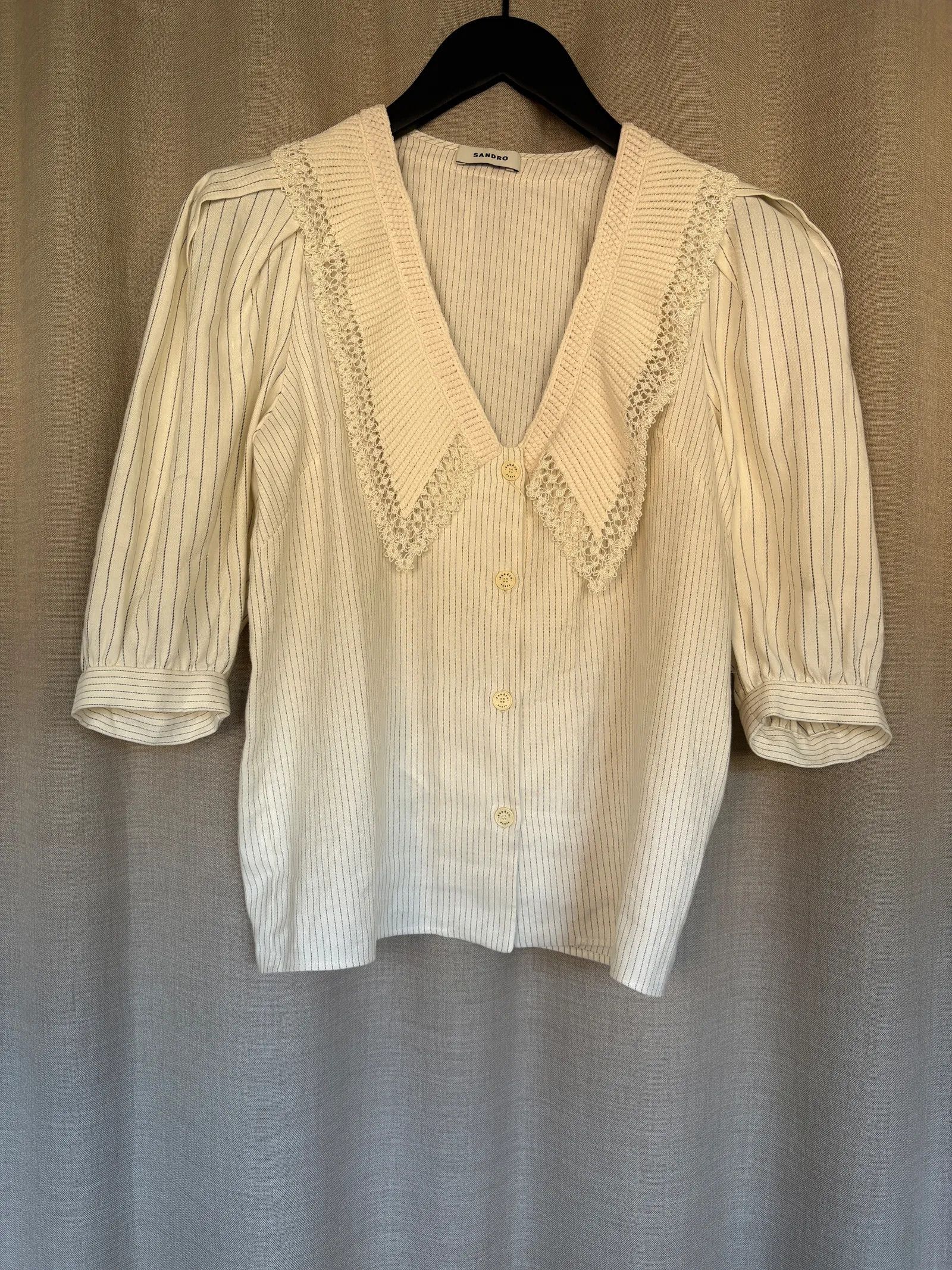 Sandro Sandro Striped linen-blend twill blouse Blouse Size XS / US 0-2 / IT 36-38 - 5 Thumbnail