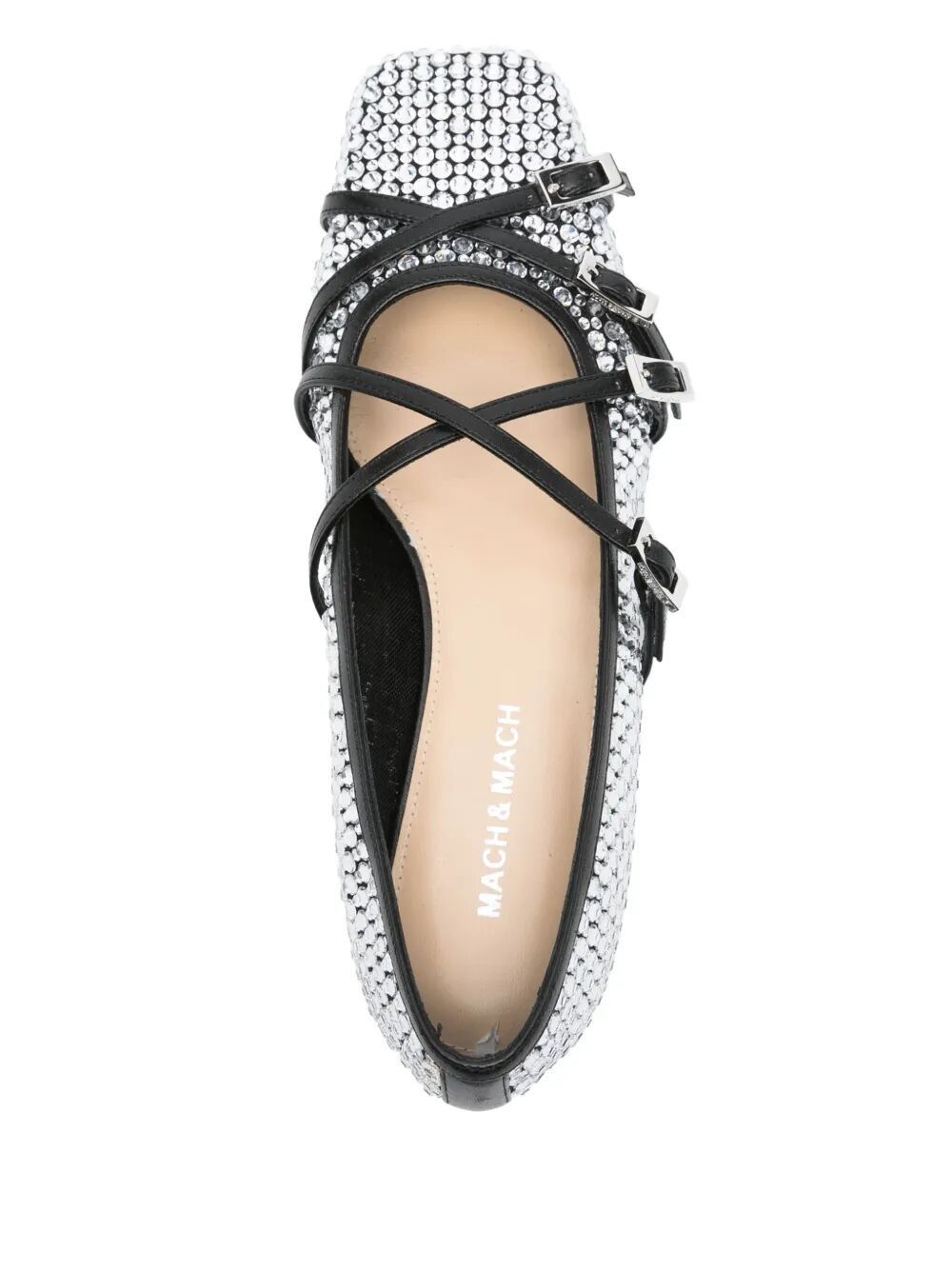 MACH & MACH CRYSTAL NET SQUARE TOE BALLERINAS WITH STRAPS 10MM Size US 10 / IT 40 - 2 Thumbnail