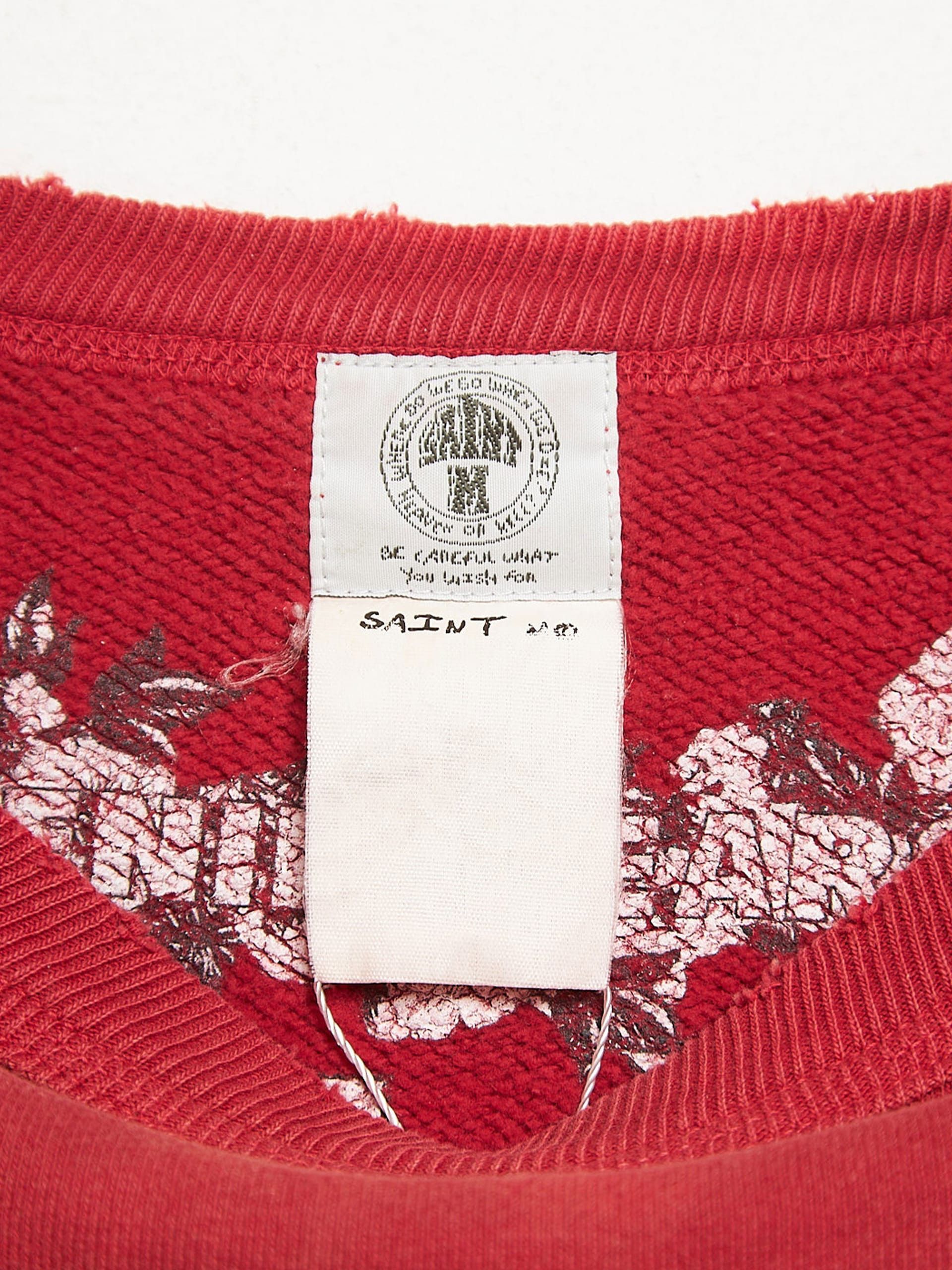 Saint Michael Red Distressed Logo Printed Cotton Sweatshirt Size US M / EU 48-50 / 2 - 4 Thumbnail