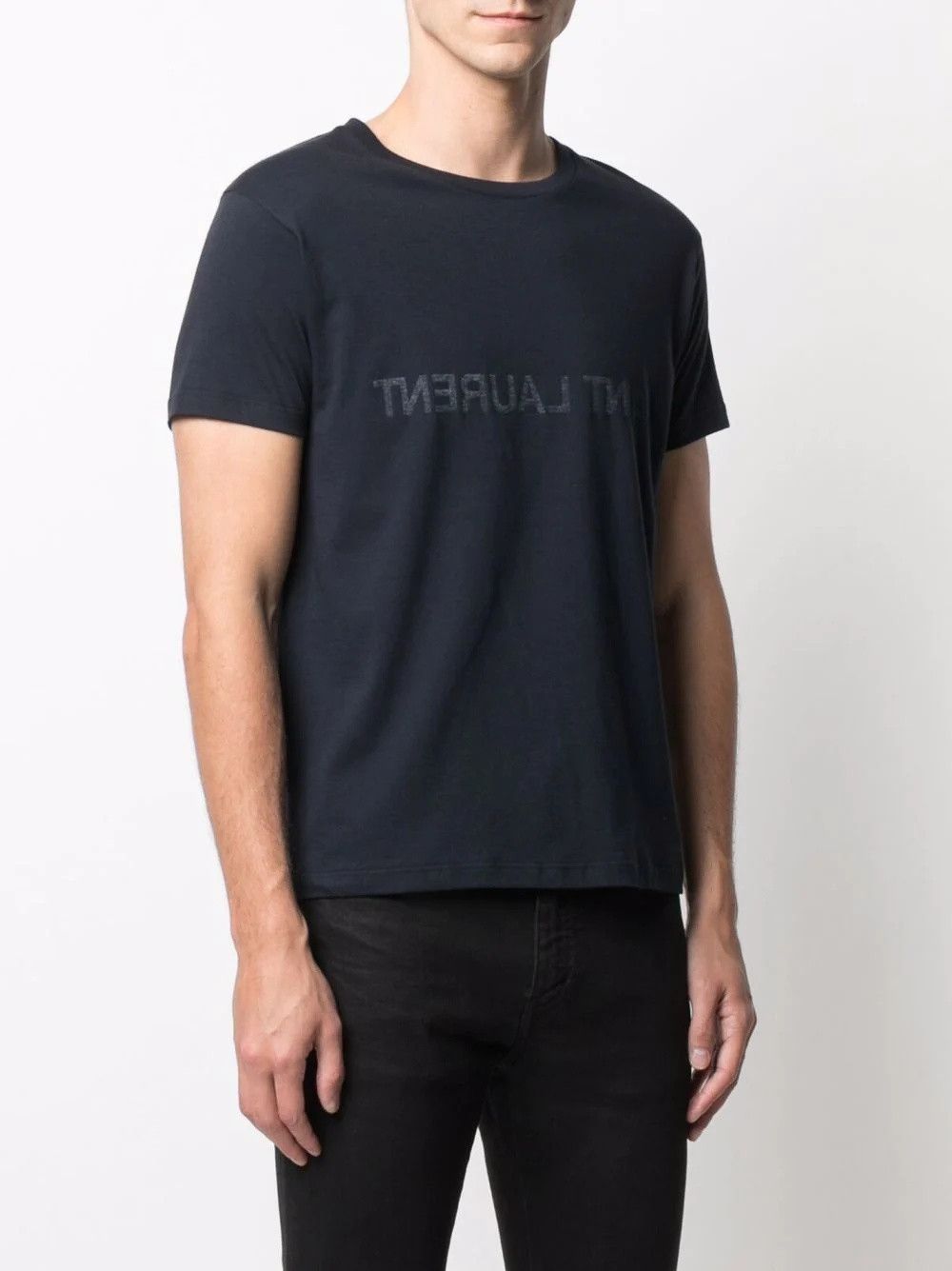 Saint Laurent Paris Reverse Logo-print T-shirt Navy Size US S / EU 44-46 / 1 - 2 Thumbnail