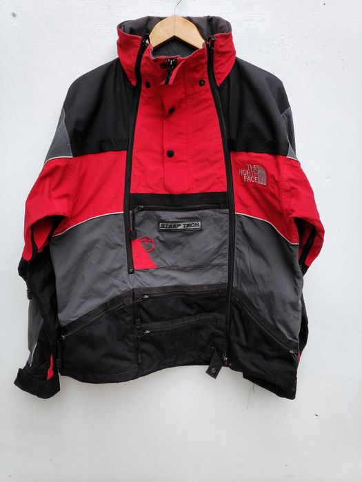 NORTH FACE Men's Steep Tech Scot Schmidt Black and Red Jacket Size XL  Vintage