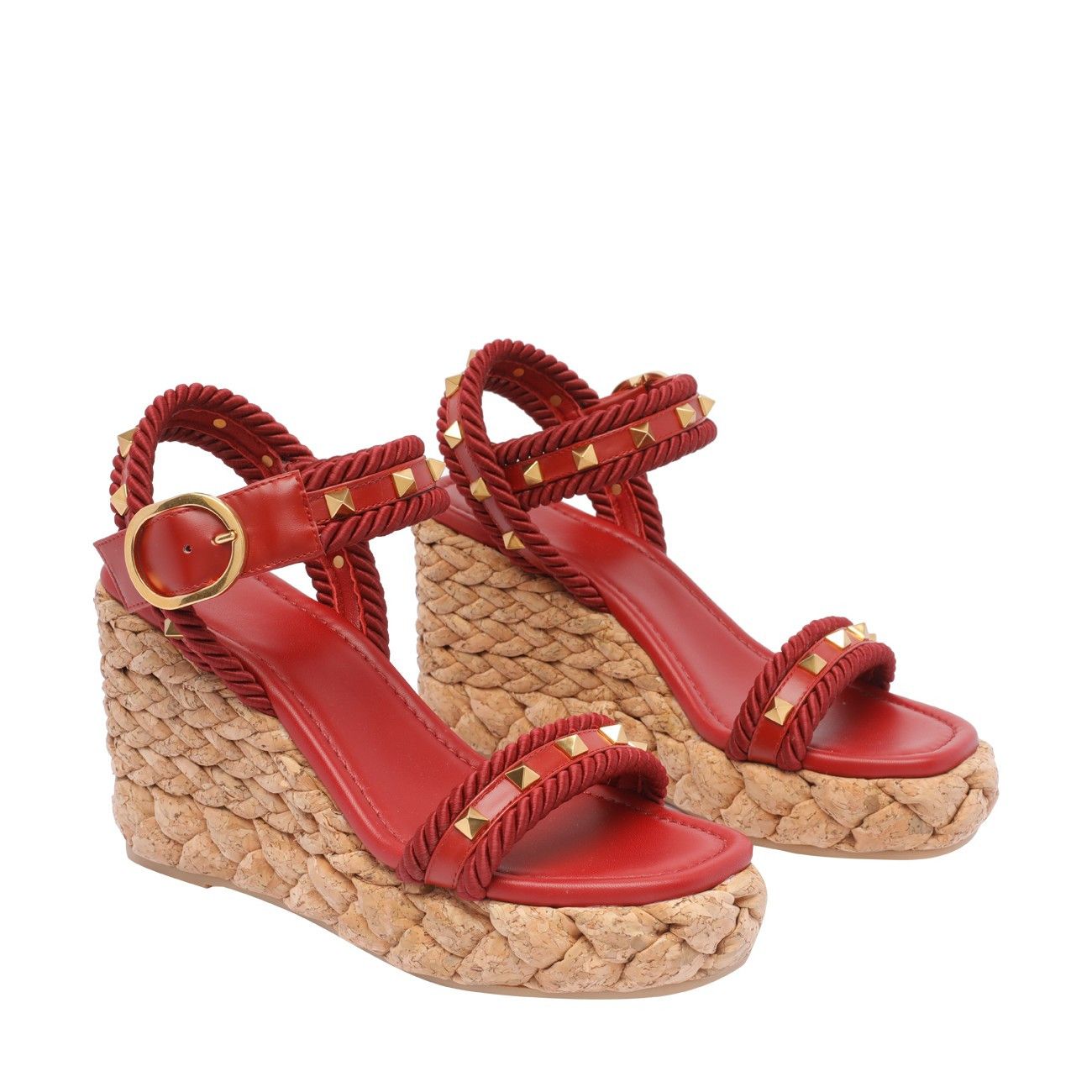 Valentino ROCKSTUD FLATFORM WEDGED SANDALS Size US 7 / IT 37 - 3 Thumbnail