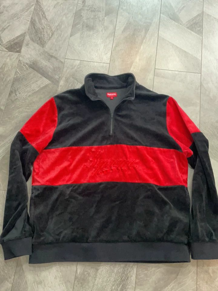 Supreme Supreme Velvet High Neck Black Red Sweatshirt Size US XL / EU 56 / 4 - 2 Thumbnail