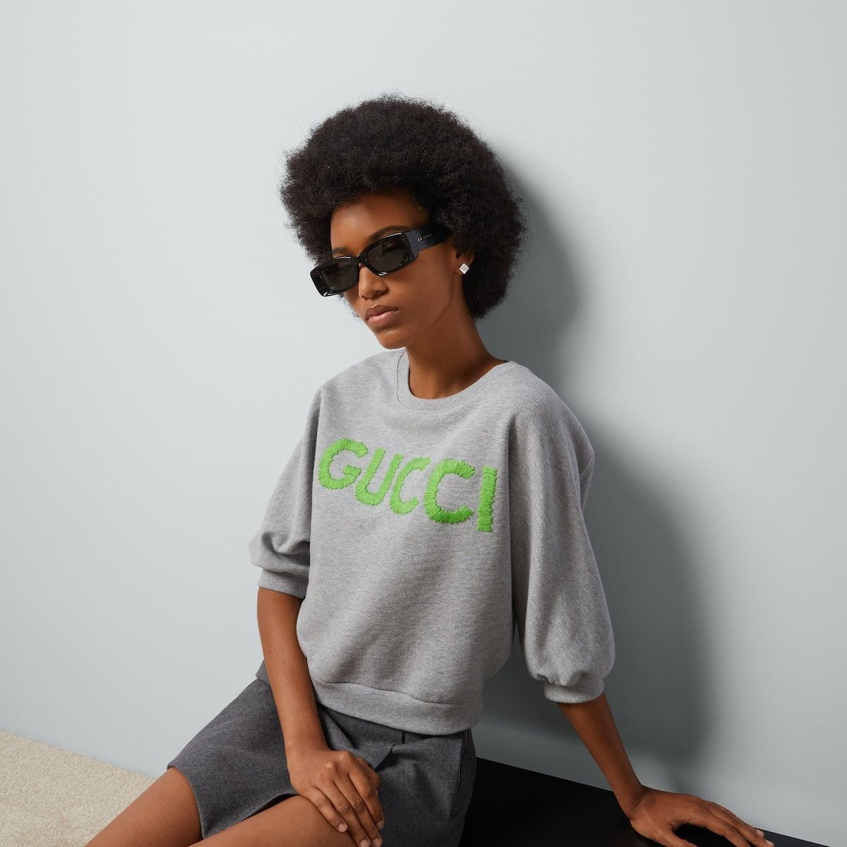 Gucci Gucci Logo Cropped Cotton Jersey Sweatshirt SIZE S Size ONE SIZE - 2 Thumbnail