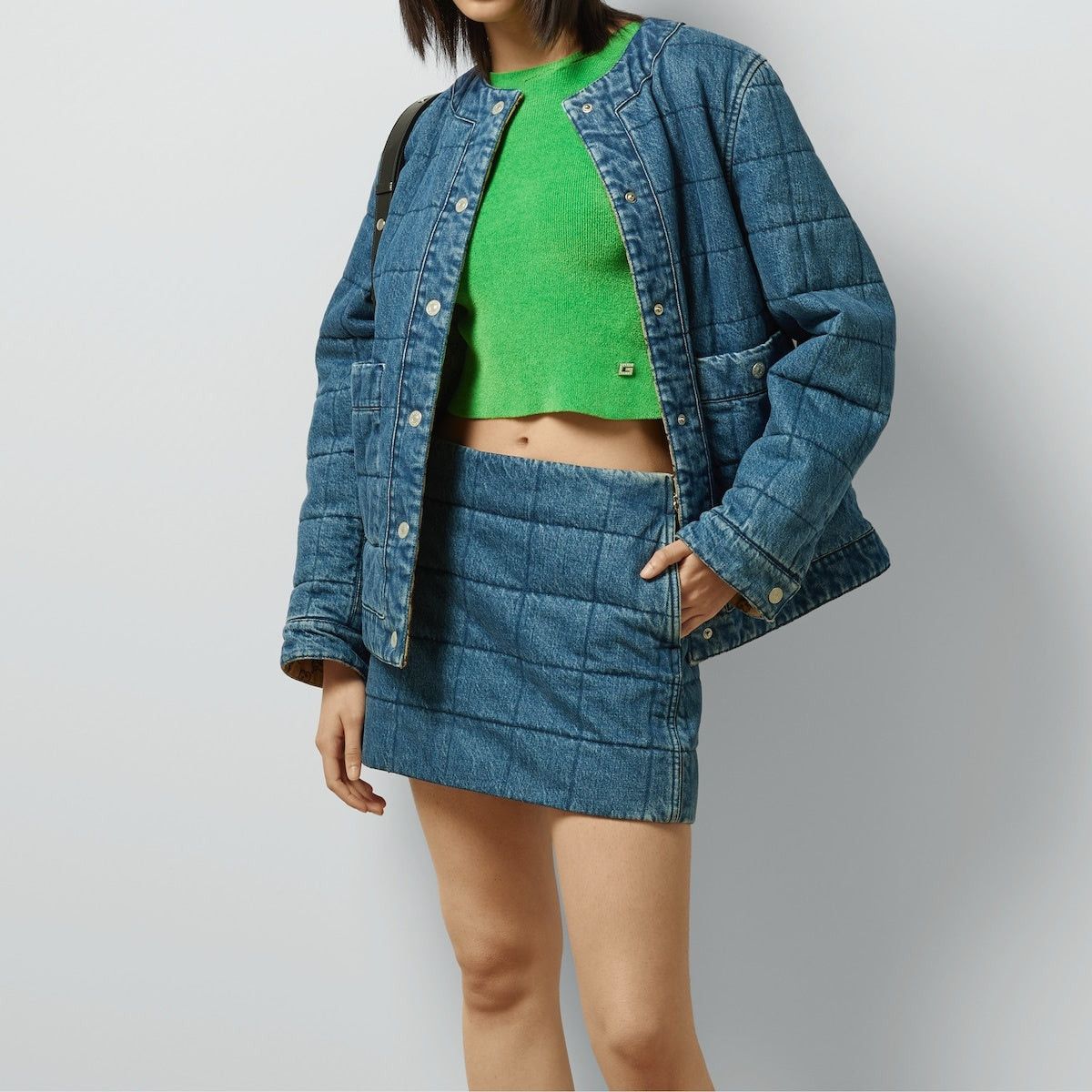 Gucci Gucci Quilted Denim Skirt SIZE 40 Size ONE SIZE - 3 Thumbnail