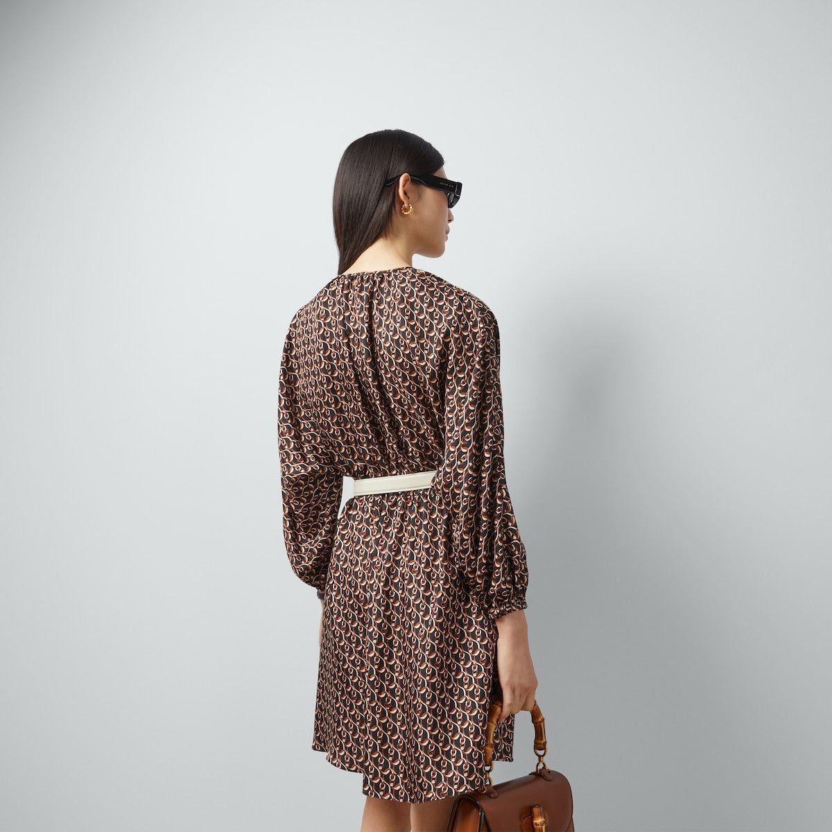 Gucci Gucci Interlocking G Chain Print Silk Dress SIZE 40 Size ONE SIZE - 3 Thumbnail