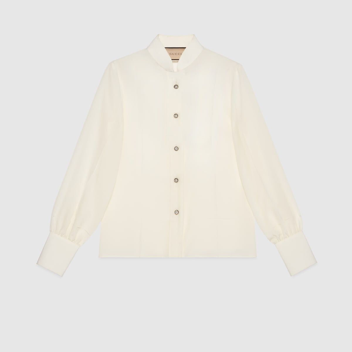 Gucci Gucci Bow Silk Crepe De Chine Shirt SIZE 46 Size ONE SIZE - 2 Thumbnail
