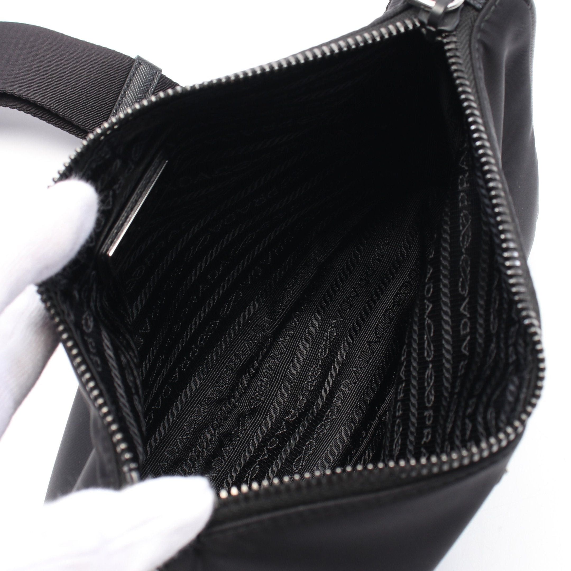 Prada Prada Saffiano Travel Shoulder Bag Nylon Leather Black Size ONE SIZE - 3 Thumbnail