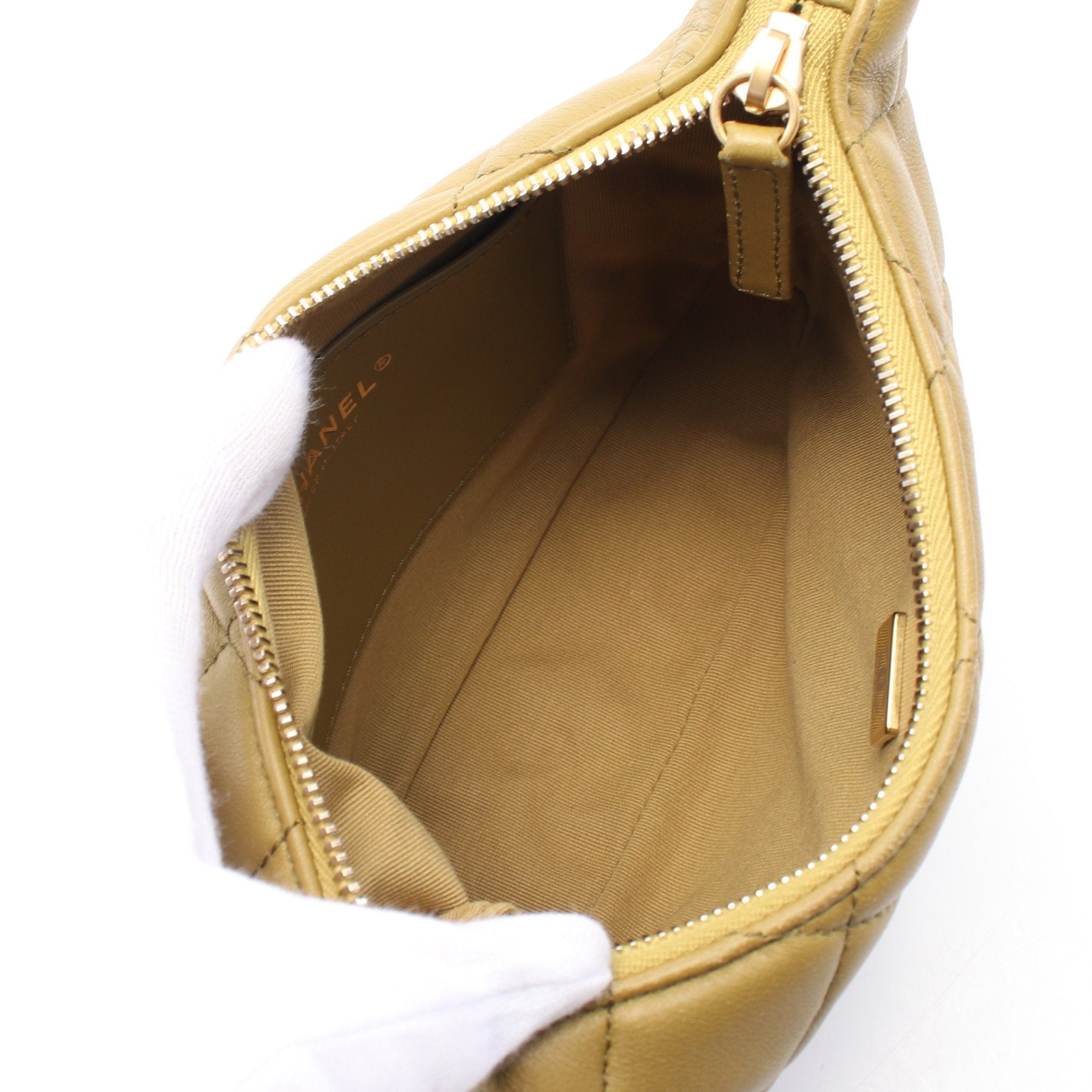 Chanel Chanel Small Hobo Chain Shoulder Bag Leather Khaki Green Gold Hardware Size ONE SIZE - 3 Thumbnail