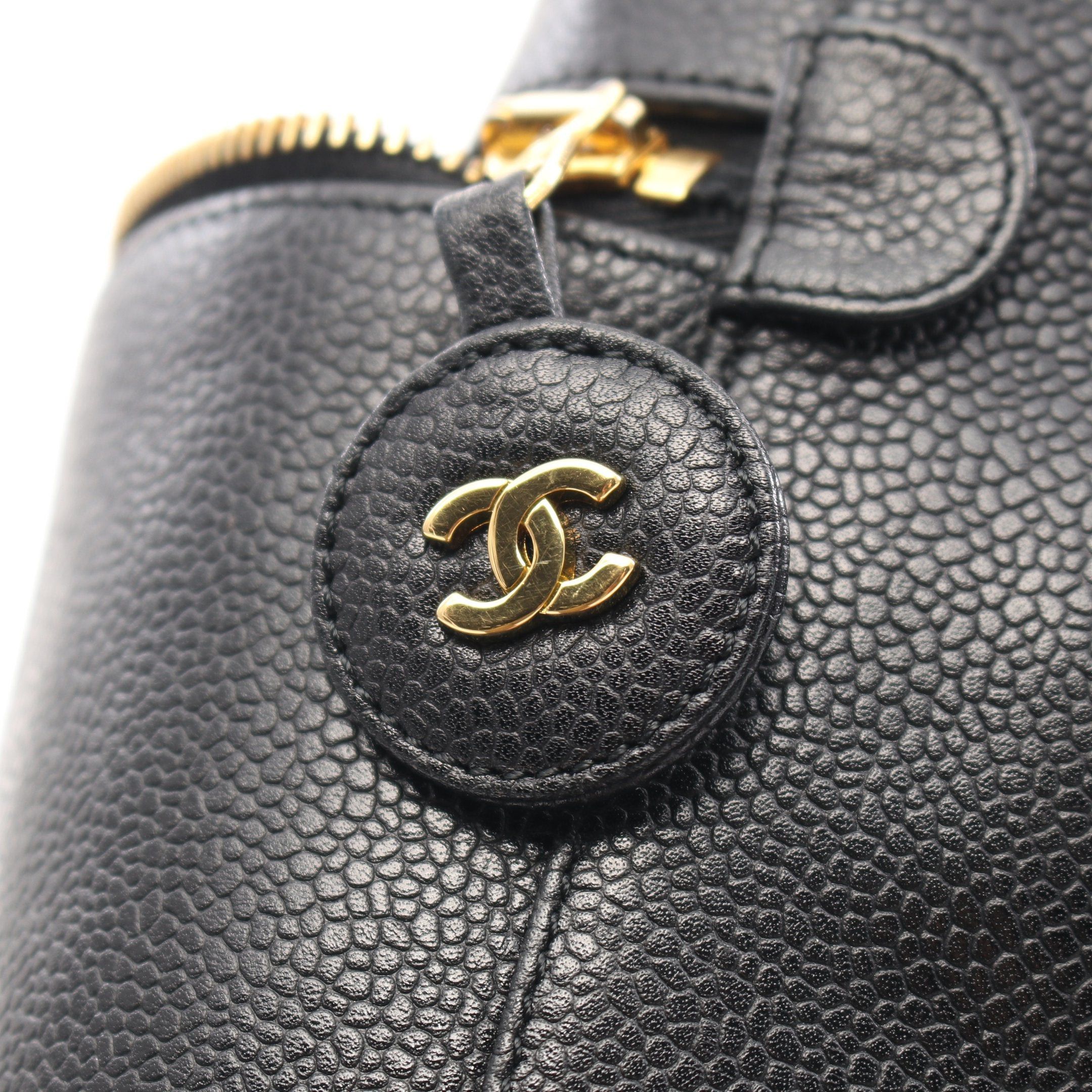 Chanel Chanel Coco Mark Handbag Vanity Bag Caviar Skin Black Gold Hardware Size ONE SIZE - 10 Thumbnail