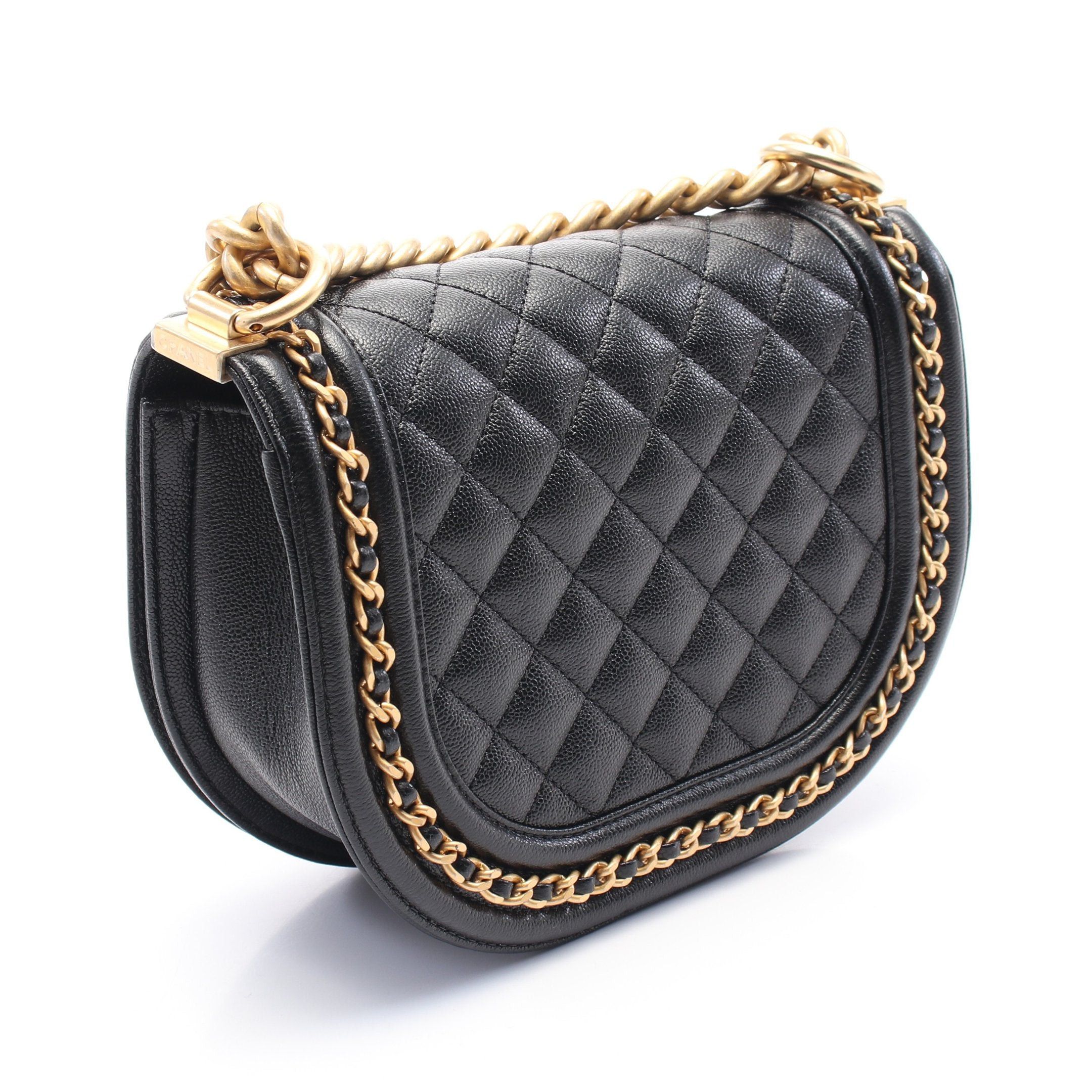 Chanel Chanel Boy Chanel Small Chain Shoulder Bag Caviar Skin Black Gold Hardware Size ONE SIZE - 2 Thumbnail