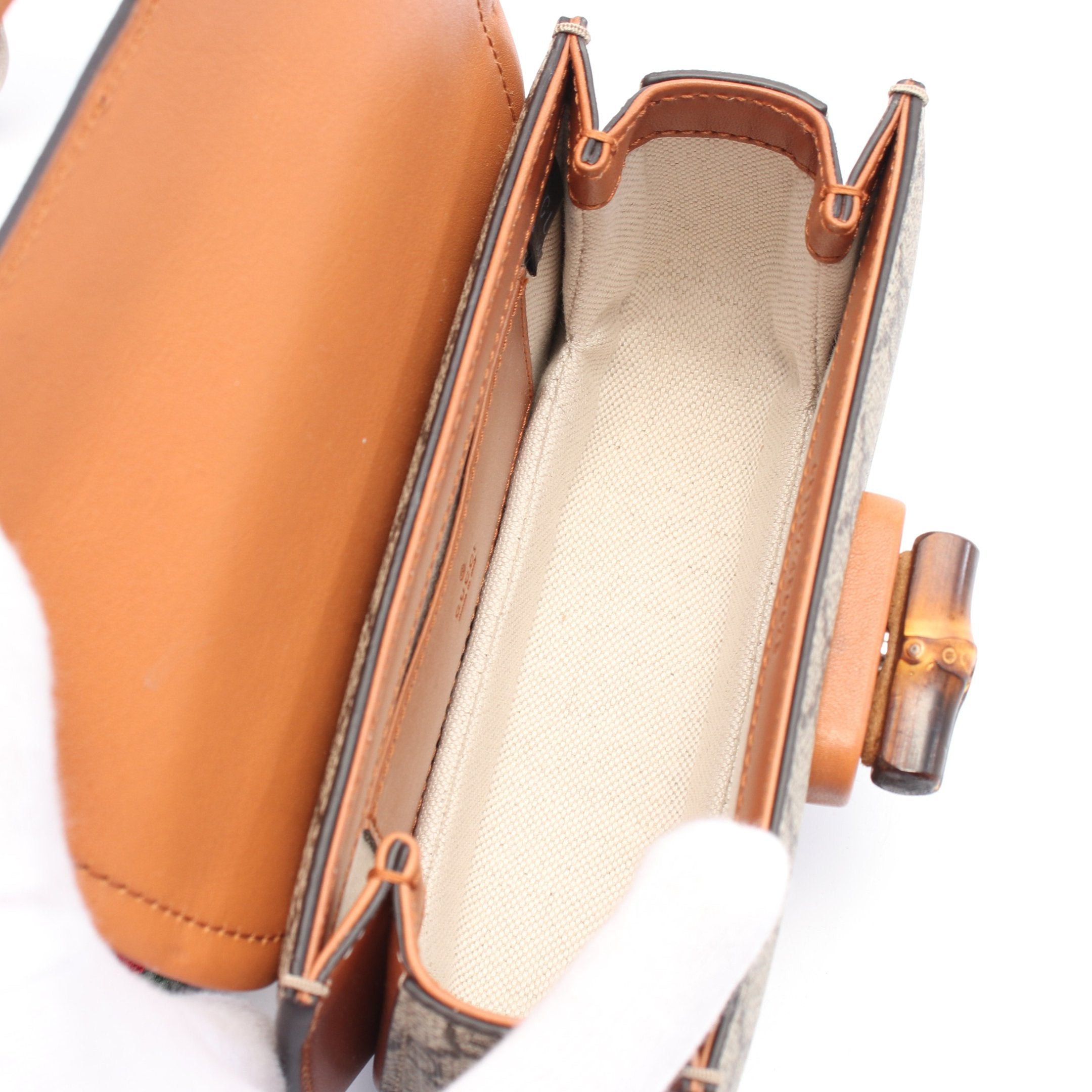 Gucci Gucci Bamboo 1947 Mini Belt Bag Body Waist Leather Beige Dark Brown Size ONE SIZE - 3 Thumbnail