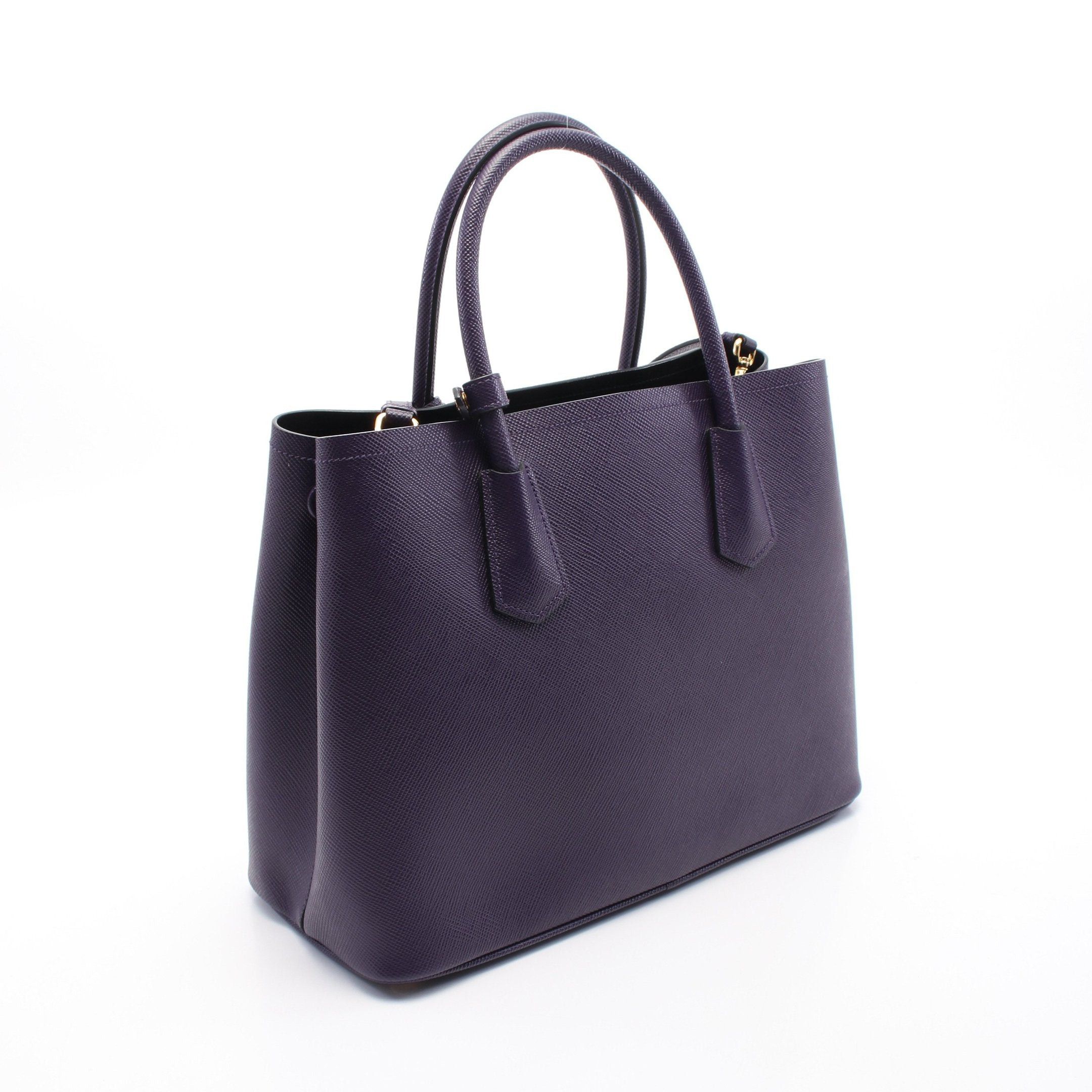 Prada Prada Saffiano Cuir Handbag Tote Bag Leather Purple Size ONE SIZE - 2 Thumbnail