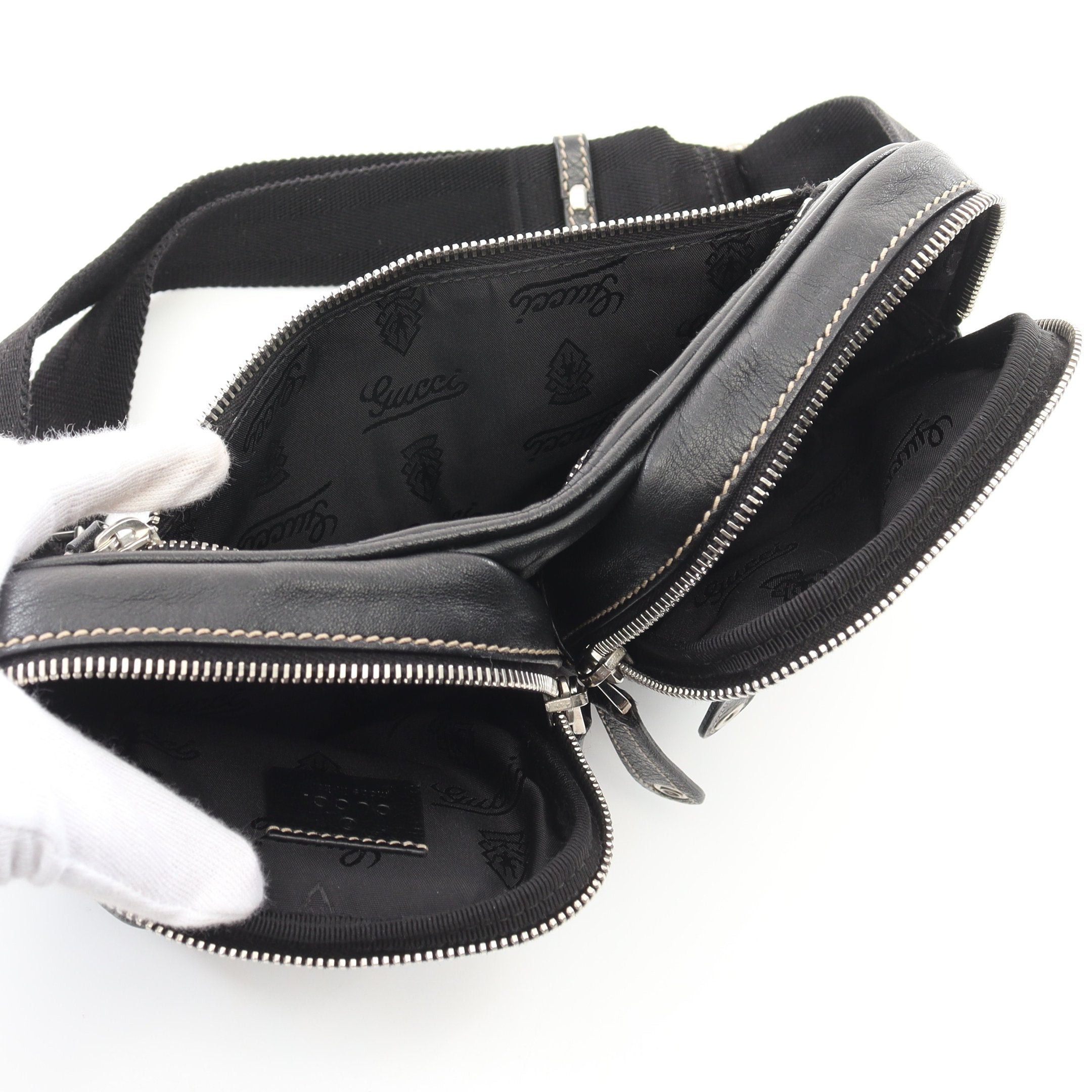 Gucci Gucci Body Bag Waist Leather Black Size ONE SIZE - 3 Thumbnail